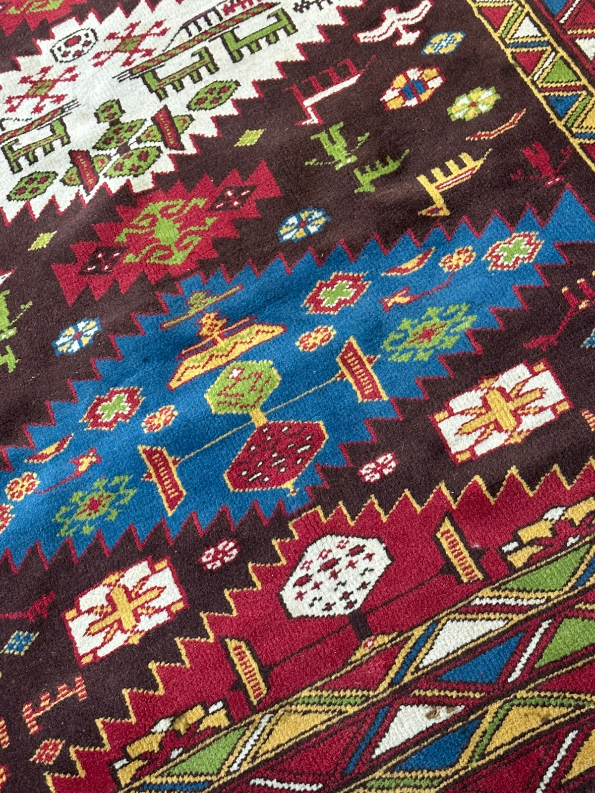 Orientteppich handgeknüpft Kazak Antik Naturfarben Wolle 190x125 cm