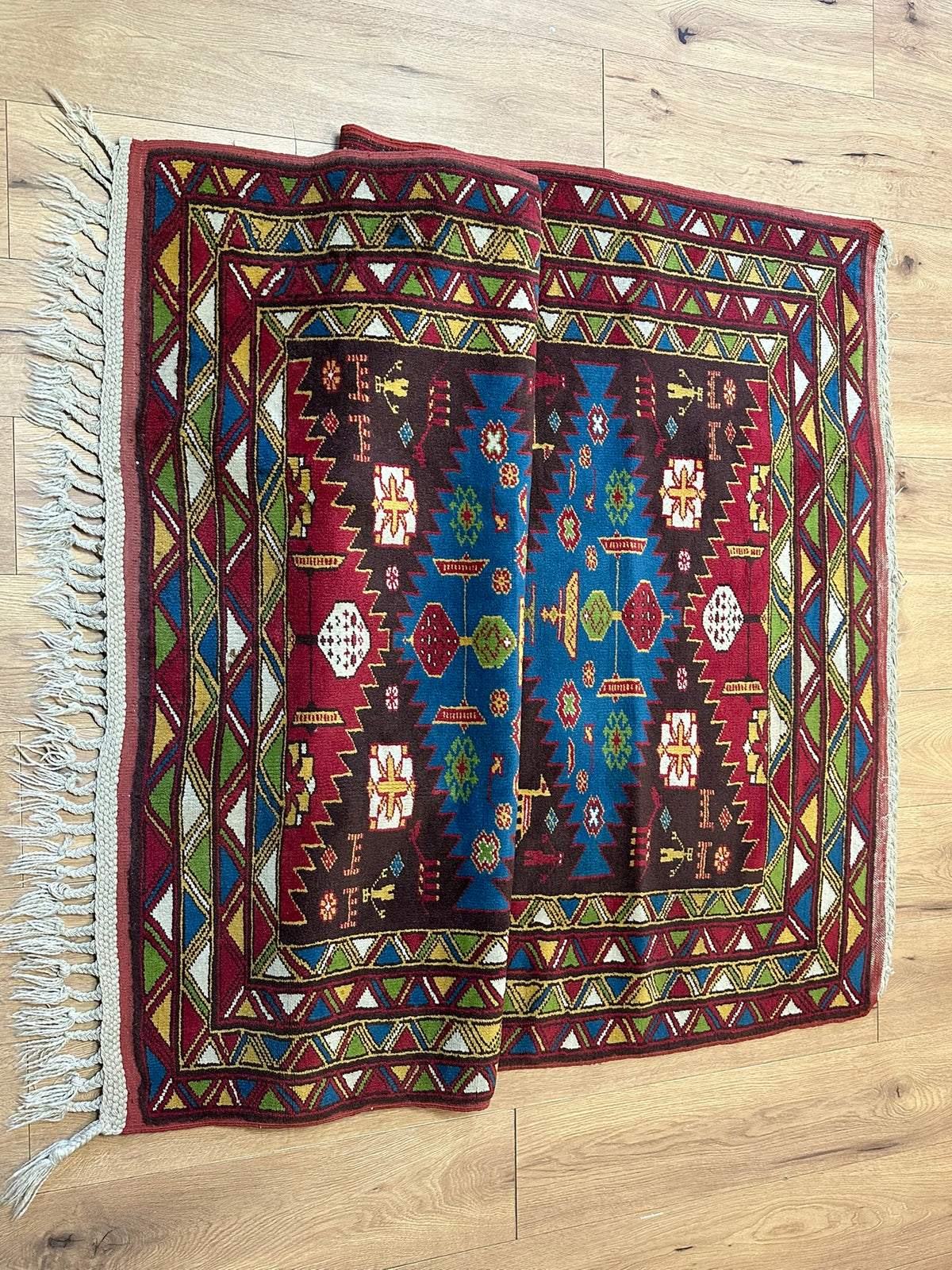 Orientteppich handgeknüpft Kazak Antik Naturfarben Wolle 190x125 cm