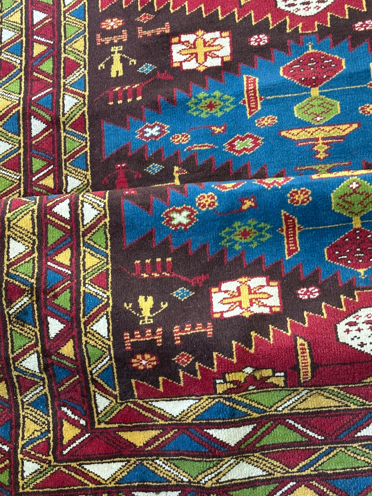 Orientteppich handgeknüpft Kazak Antik Naturfarben Wolle 190x125 cm