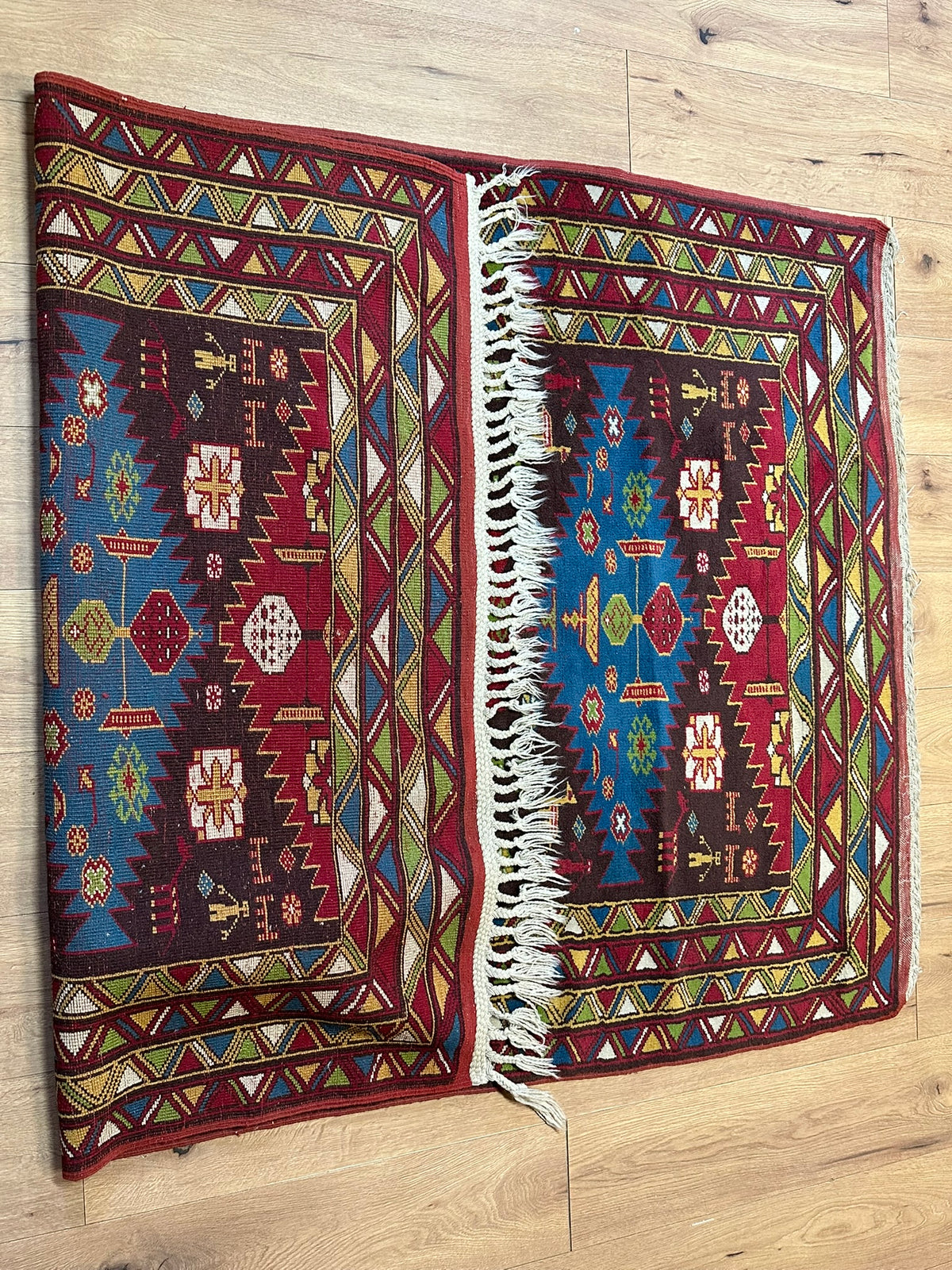 Orientteppich handgeknüpft Kazak Antik Naturfarben Wolle 190x125 cm