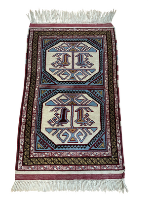 Orientteppich handgeknüpft Kazak Wolle 125x75 cm