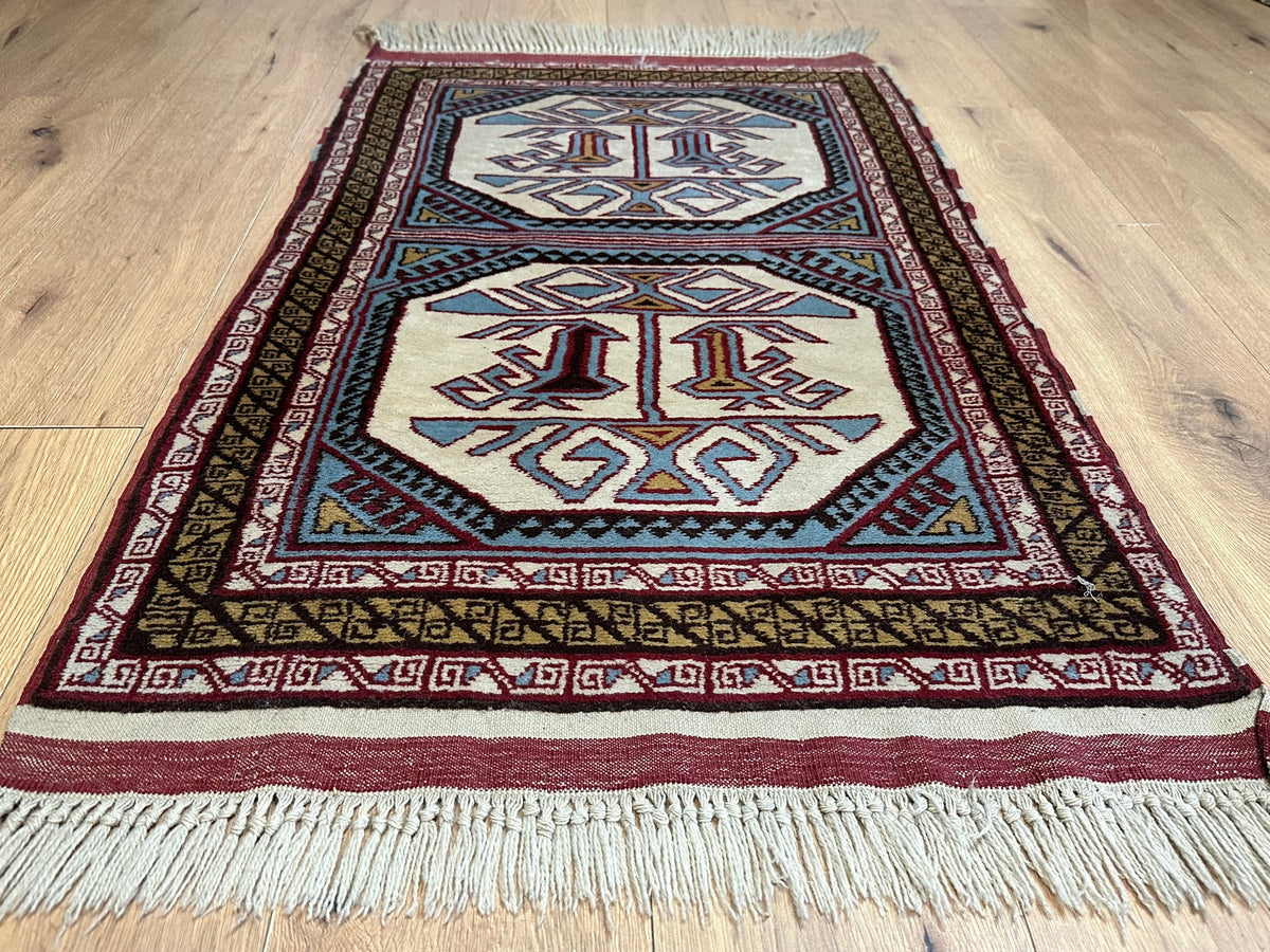 Orientteppich handgeknüpft Kazak Wolle 125x75 cm