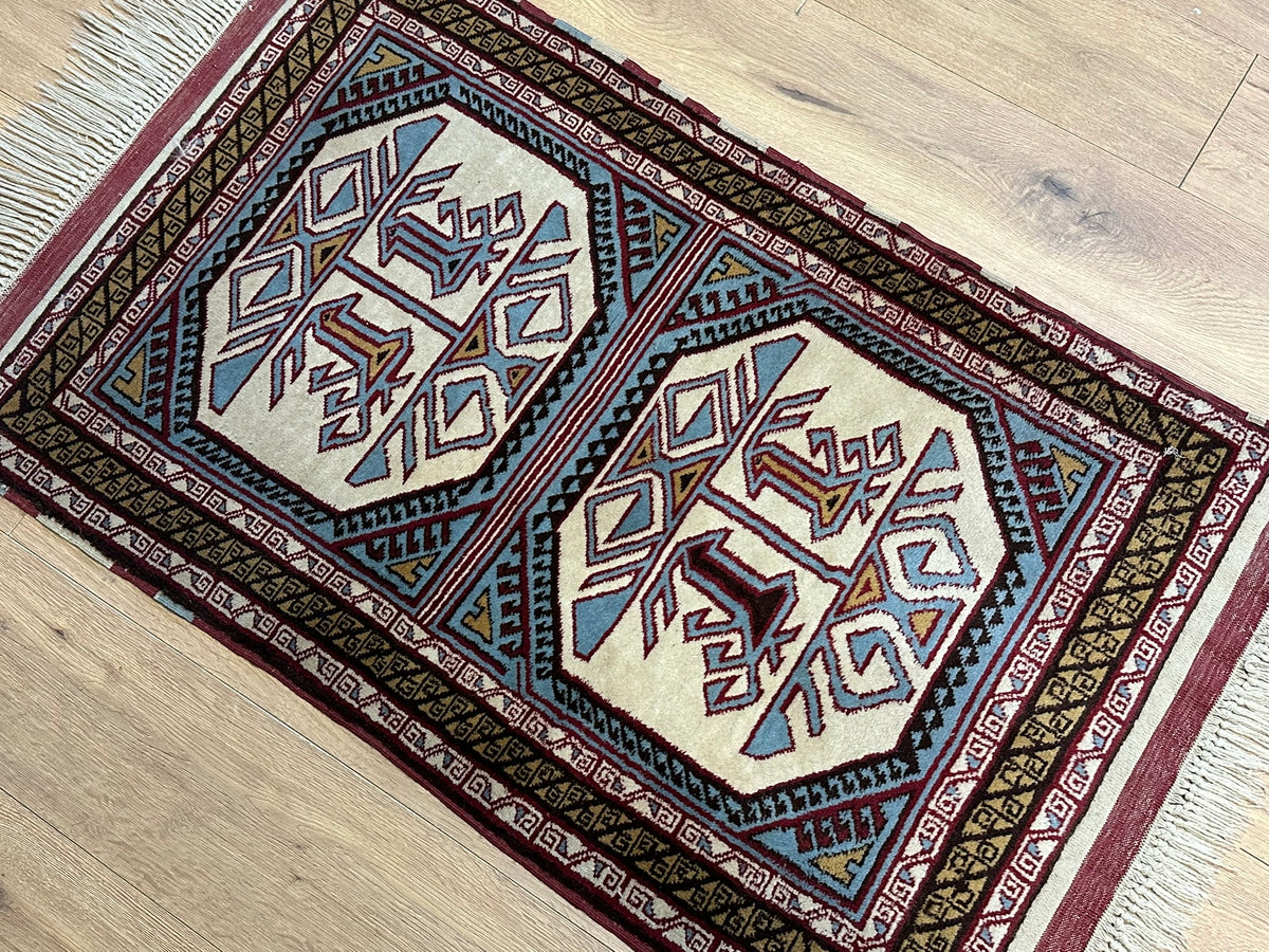 Orientteppich handgeknüpft Kazak Wolle 125x75 cm