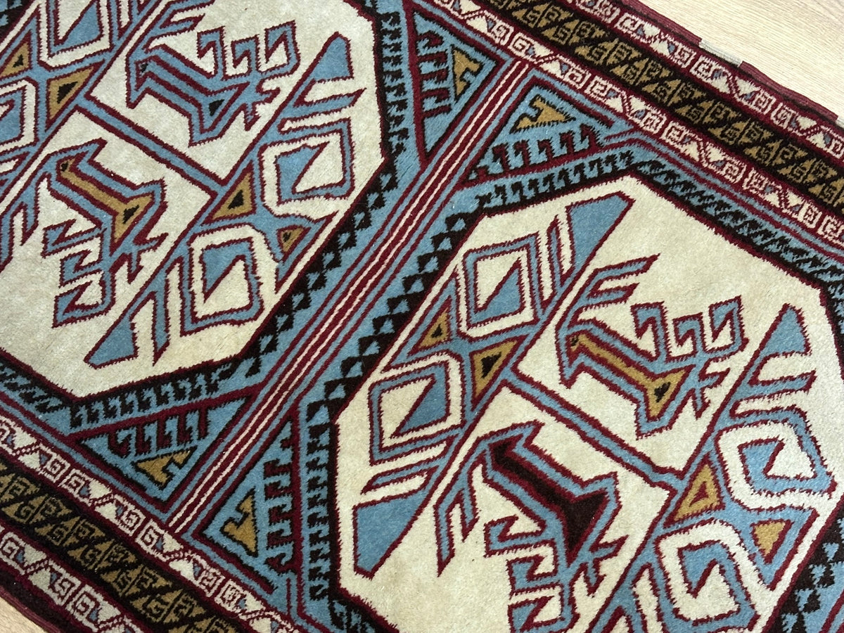 Orientteppich handgeknüpft Kazak Wolle 125x75 cm