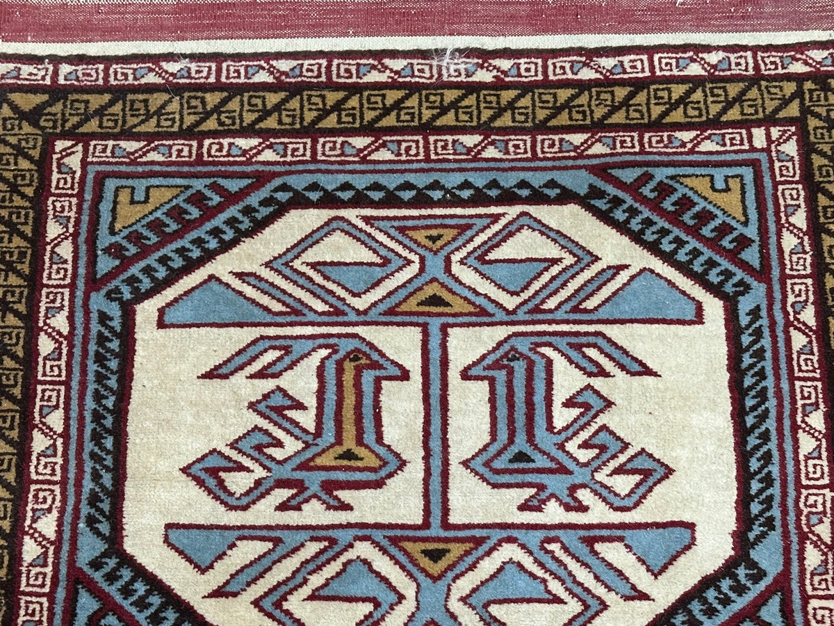 Orientteppich handgeknüpft Kazak Wolle 125x75 cm
