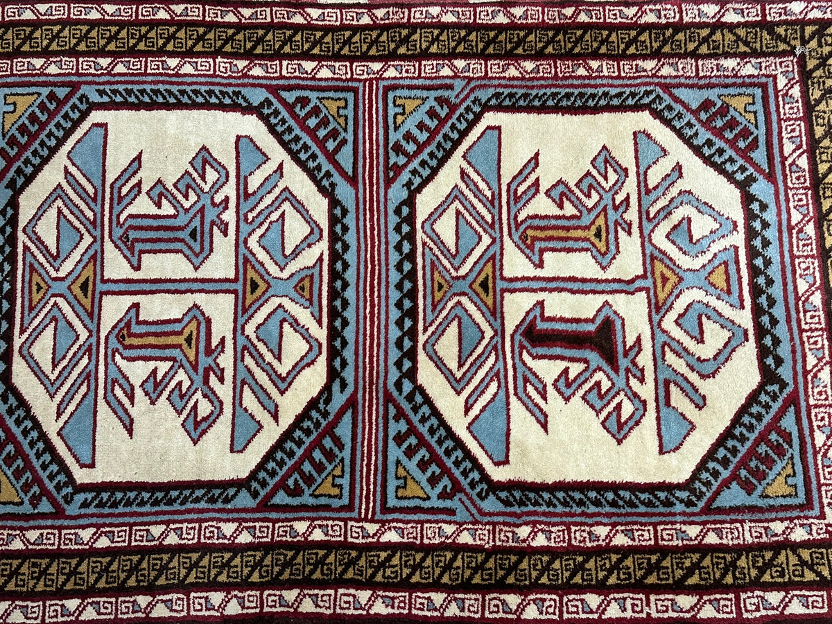 Orientteppich handgeknüpft Kazak Wolle 125x75 cm
