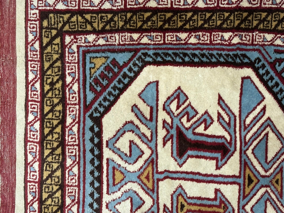 Orientteppich handgeknüpft Kazak Wolle 125x75 cm
