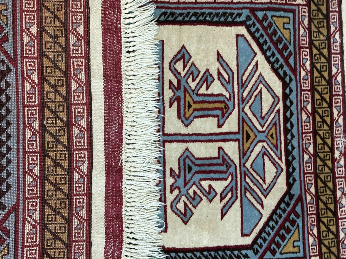 Orientteppich handgeknüpft Kazak Wolle 125x75 cm