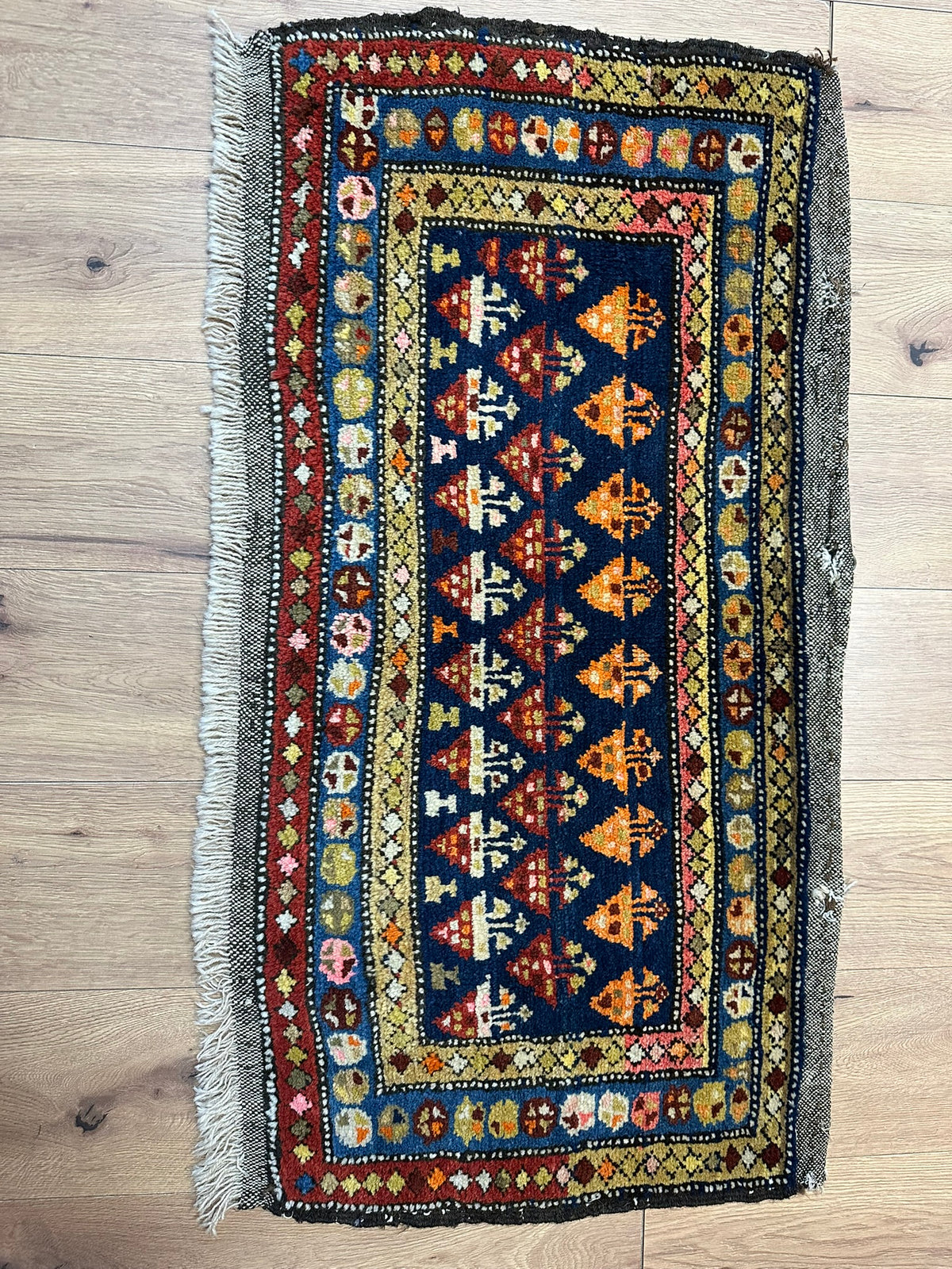 Orientteppich handgeknüpft Kazak Naturfarben 115x60 cm
