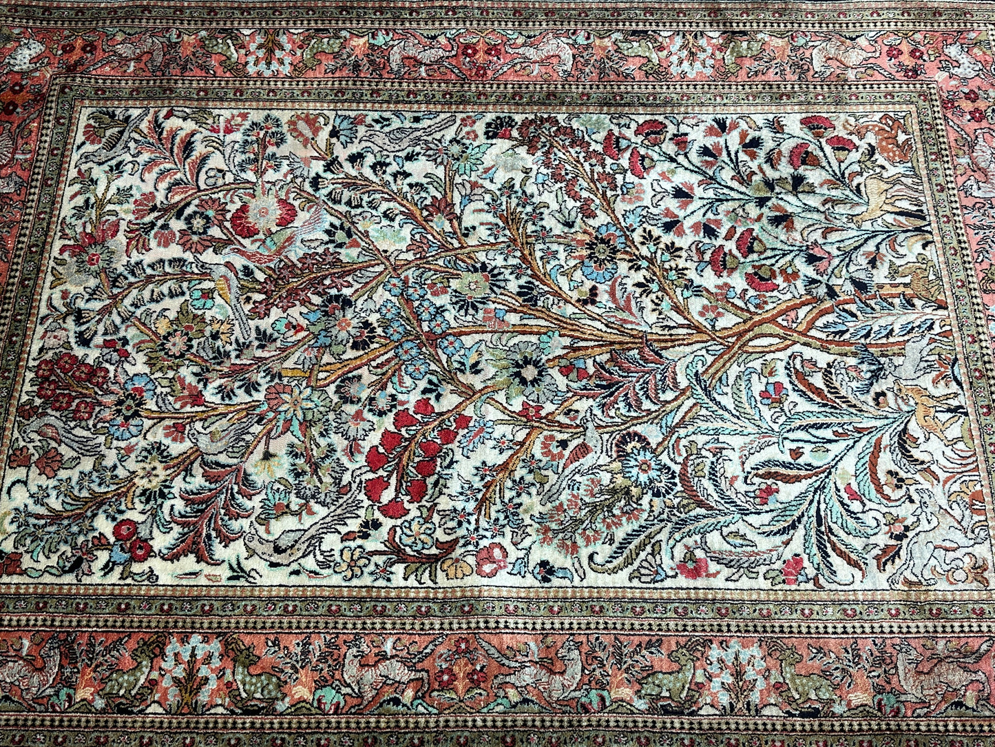 Handgeknüpfter Perser Orientteppich - Ghom Seidenteppich 155x110cm