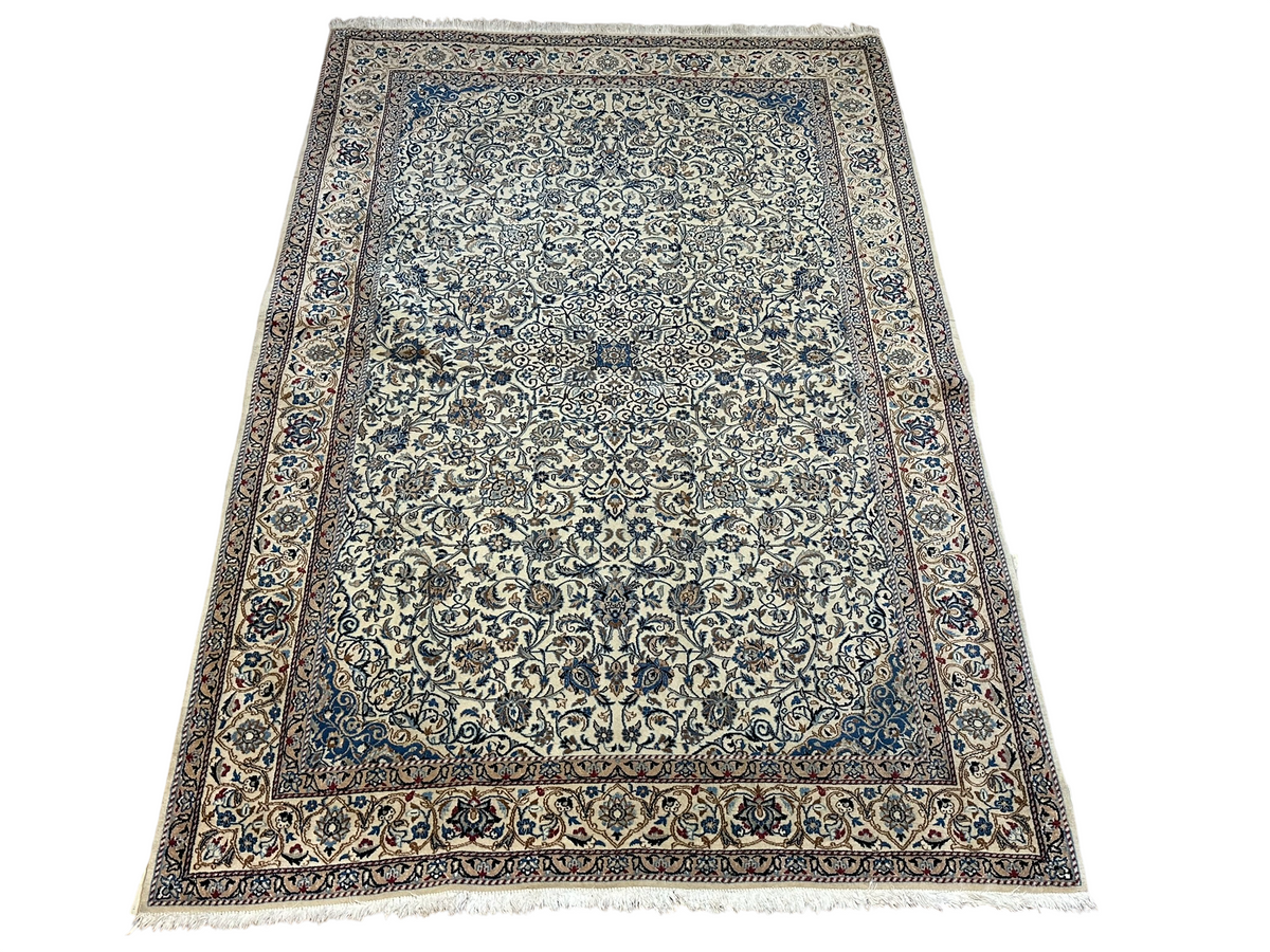 Orientteppich handgeknüpft feiner Nain mit Seide 190x125 cm