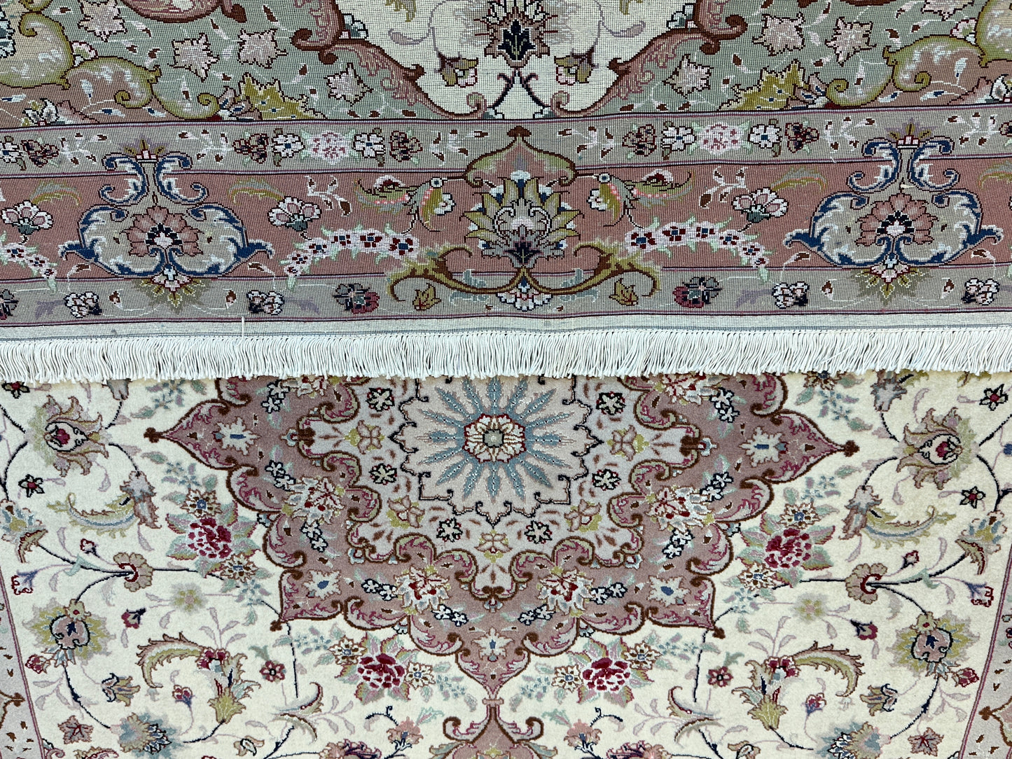 Feiner Täbriz 50er mit Seide Perser Orientteppich 210x150 cm
