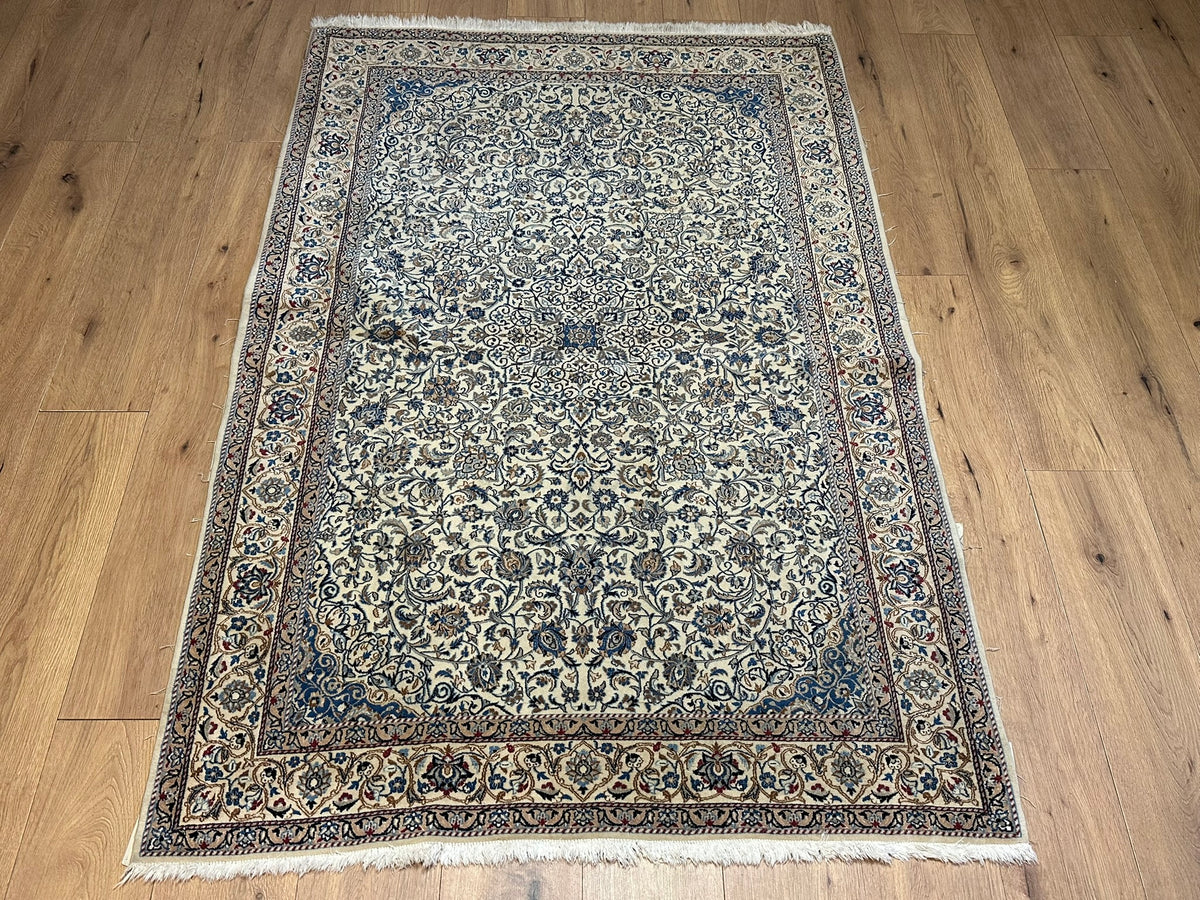 Orientteppich handgeknüpft feiner Nain mit Seide 190x125 cm