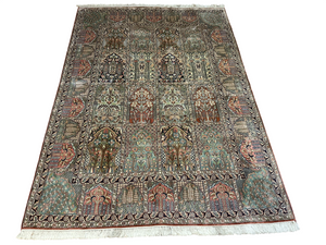 Orientteppich handgeknüpft Kaschmir Felder Ghom Seide 220x160 cm