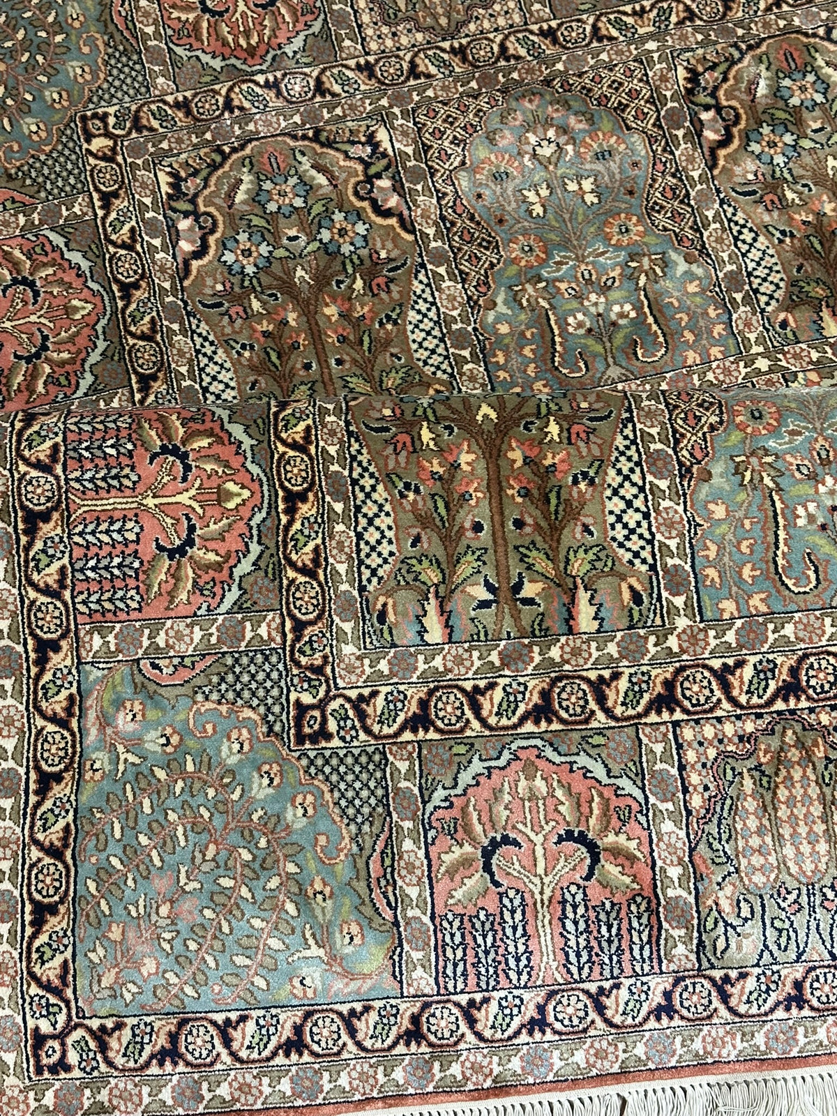 Orientteppich handgeknüpft Kaschmir Felder Ghom Seide 220x160 cm