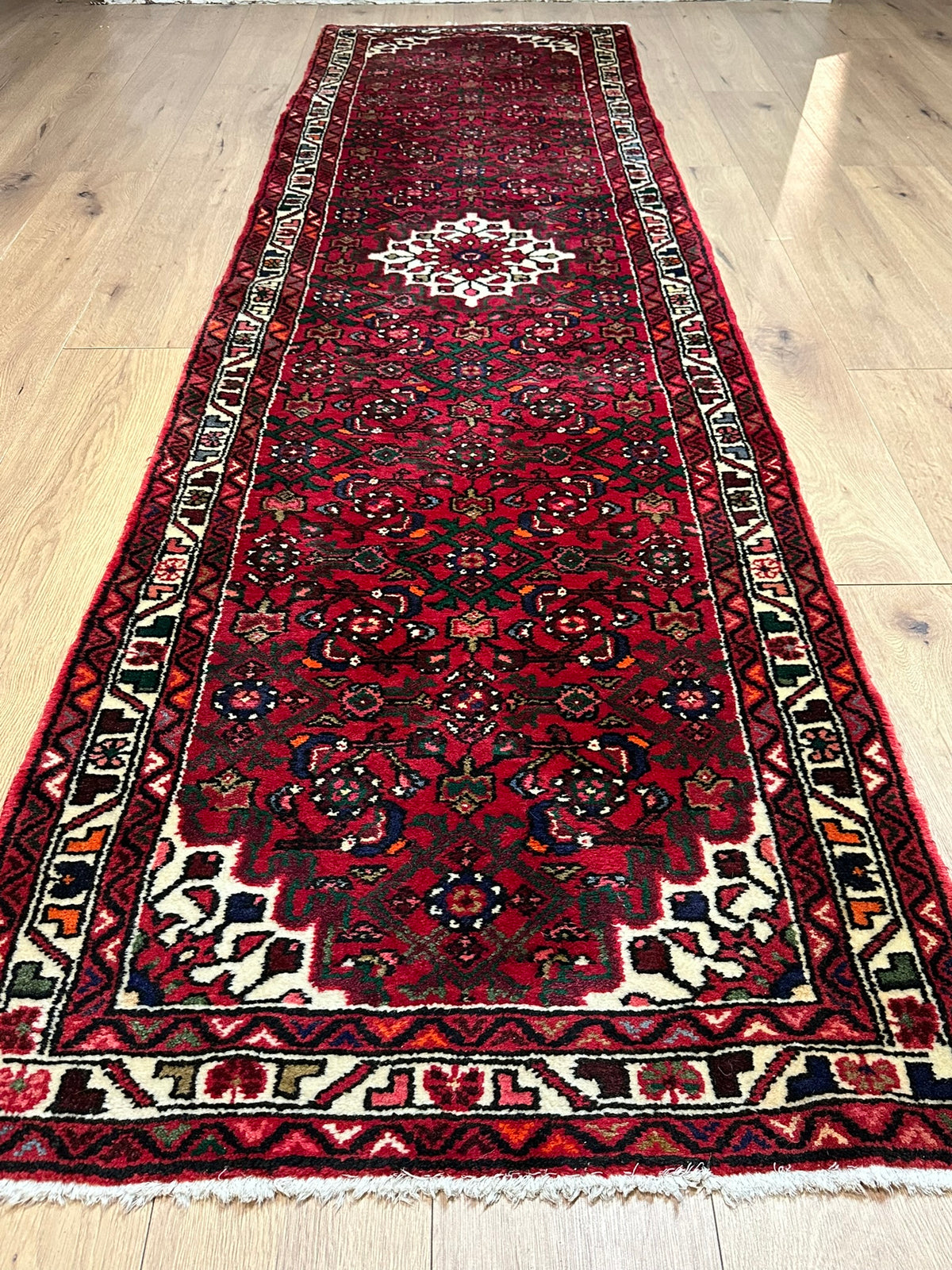 Orientteppich handgeknüpft Hamadan Läufer Top 297x85 cm