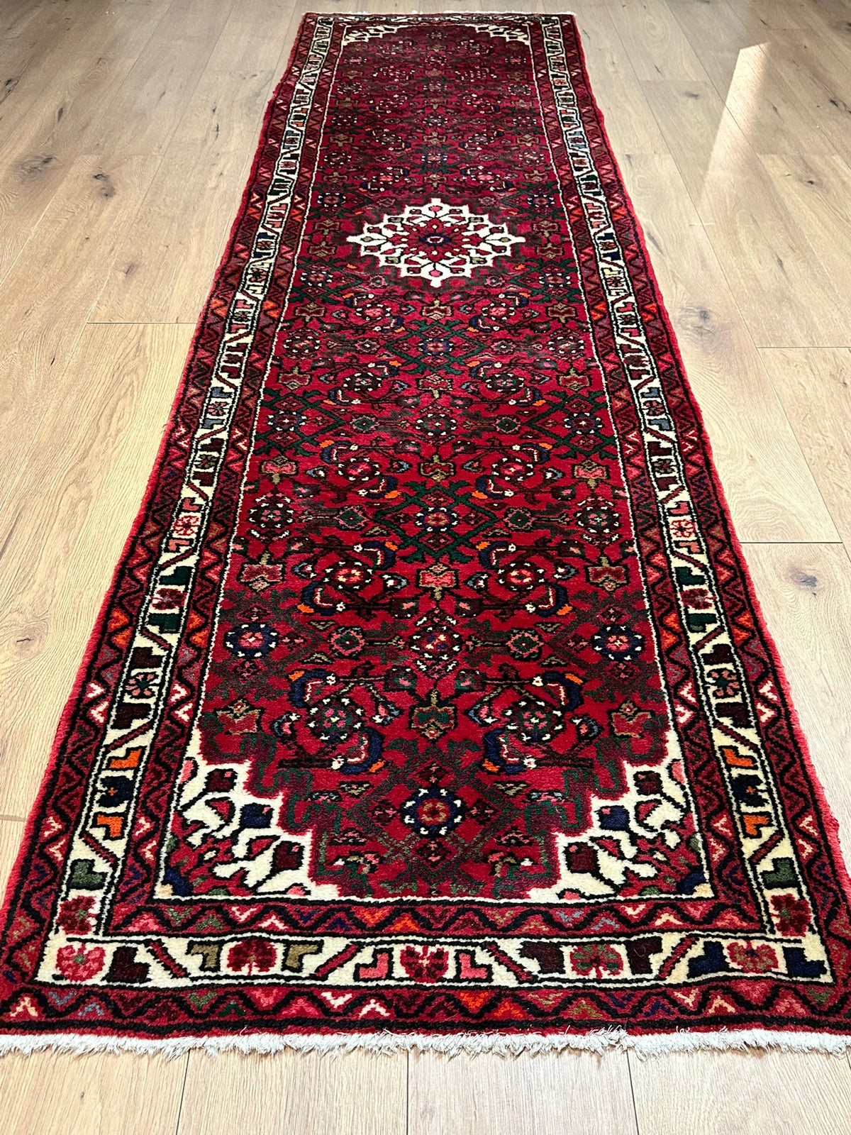 Orientteppich handgeknüpft Hamadan Läufer Top 297x85 cm