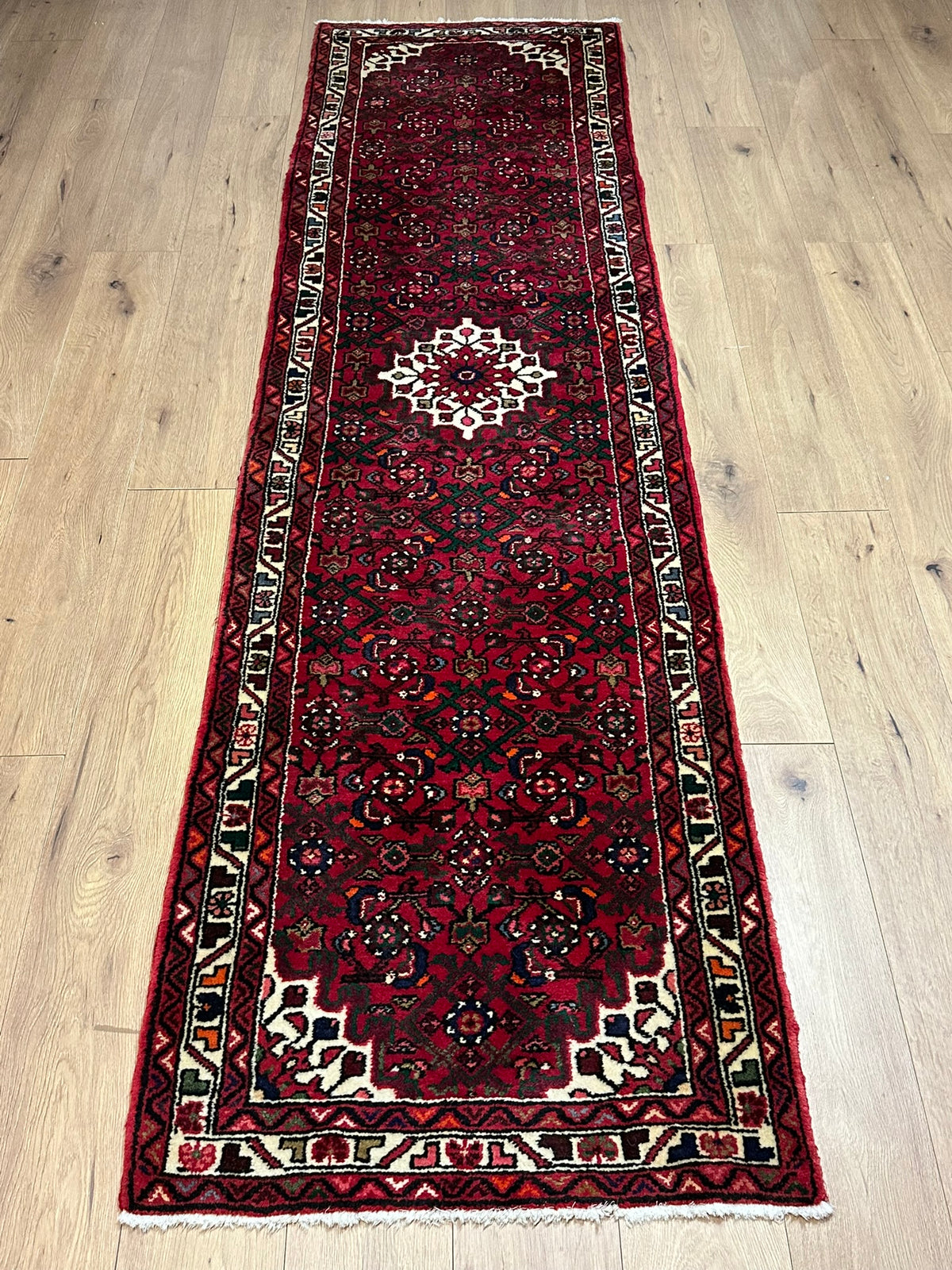 Orientteppich handgeknüpft Hamadan Läufer Top 297x85 cm