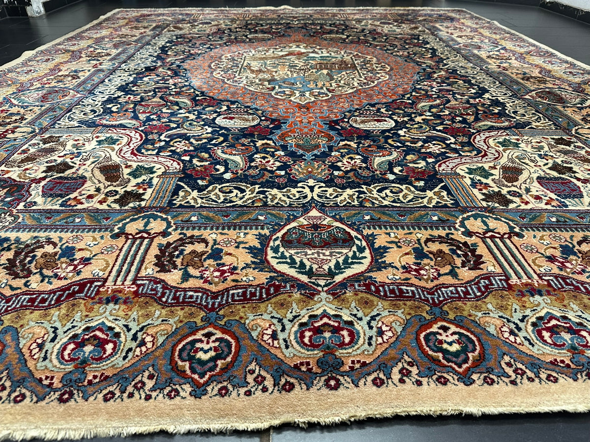 Orientteppich handgeknüpft Kaschmir Korkwolle 390x300 cm