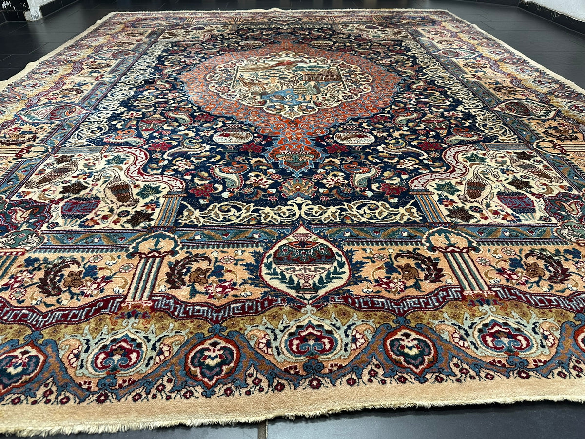 Orientteppich handgeknüpft Kaschmir Korkwolle 390x300 cm
