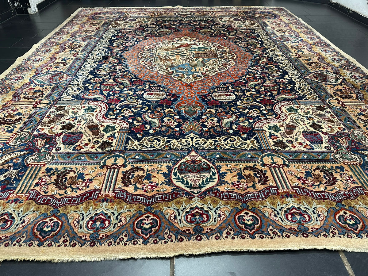 Orientteppich handgeknüpft Kaschmir Korkwolle 390x300 cm