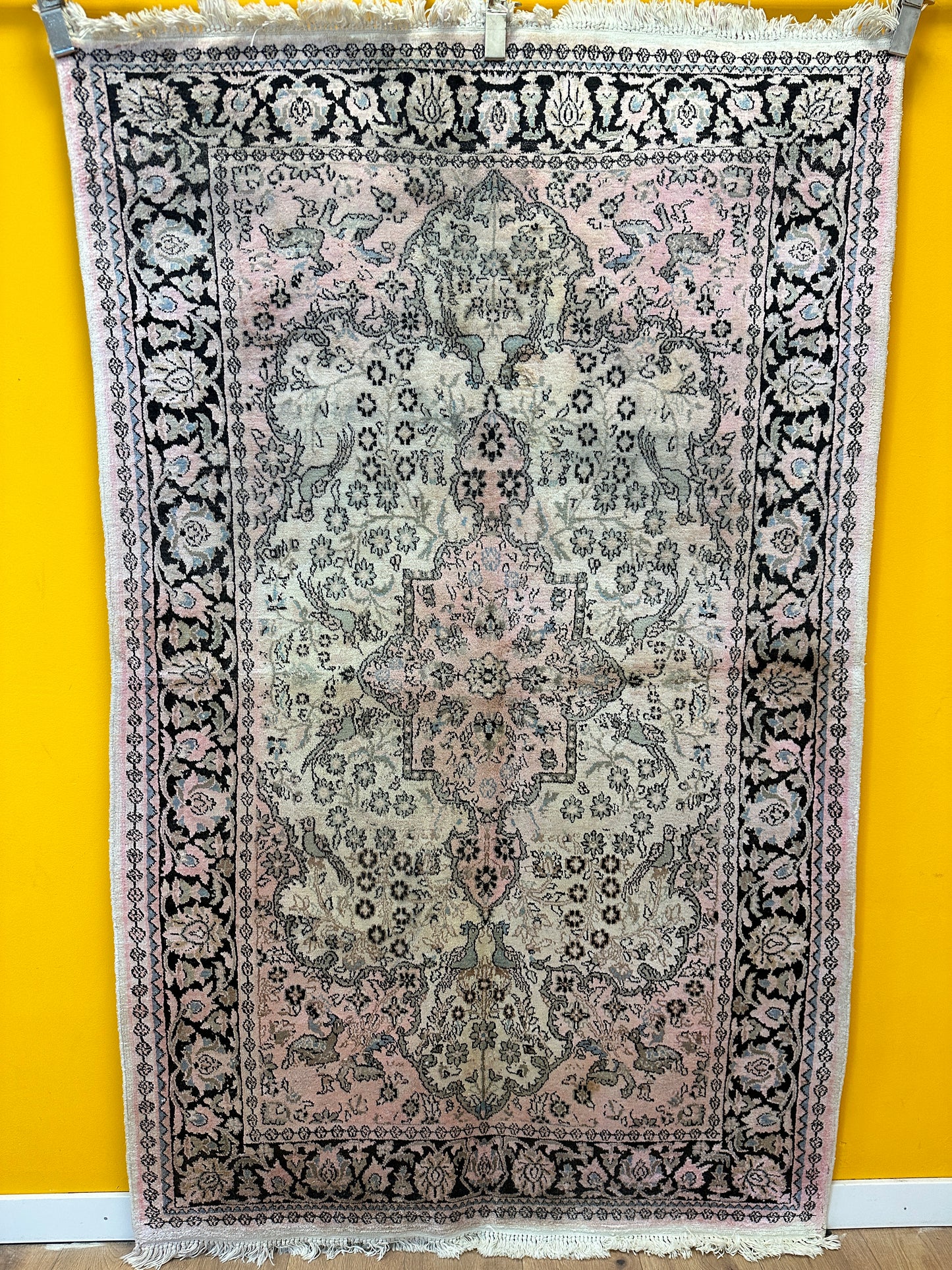 Handgeknüpfter Orientteppich  Kaschmir Ghom Seidenteppich 190x120 cm