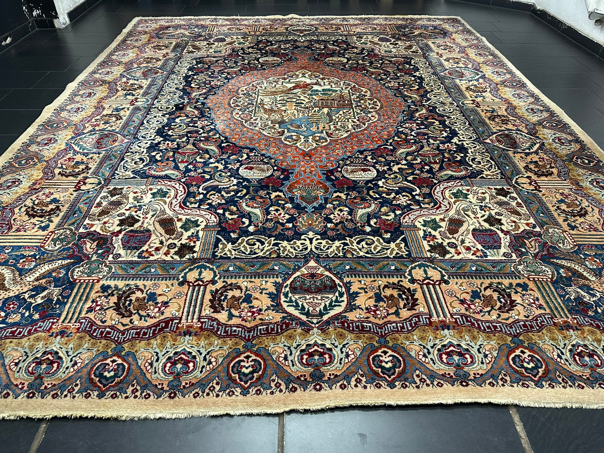 Orientteppich handgeknüpft Kaschmir Korkwolle 390x300 cm