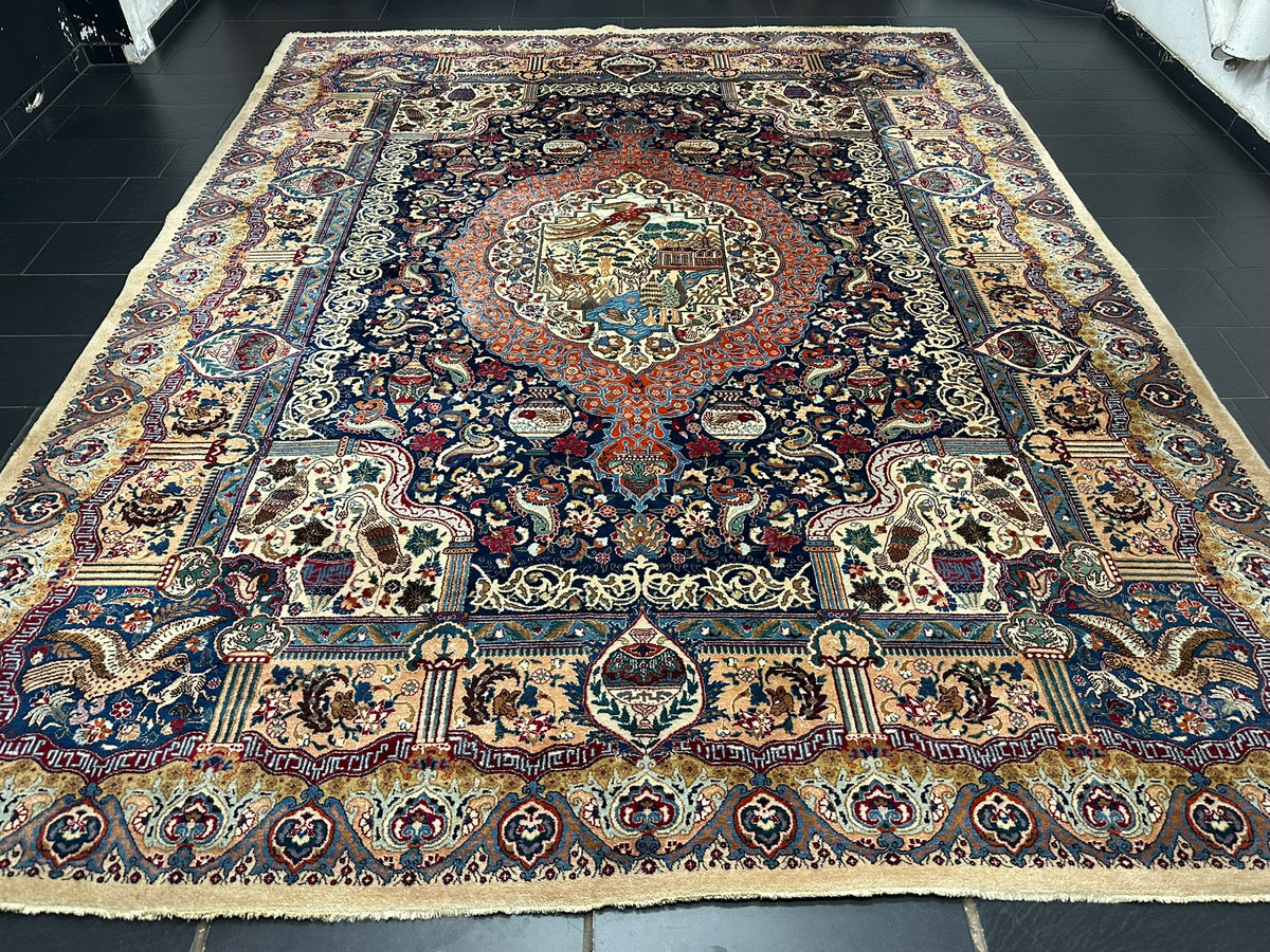 Orientteppich handgeknüpft Kaschmir Korkwolle 390x300 cm