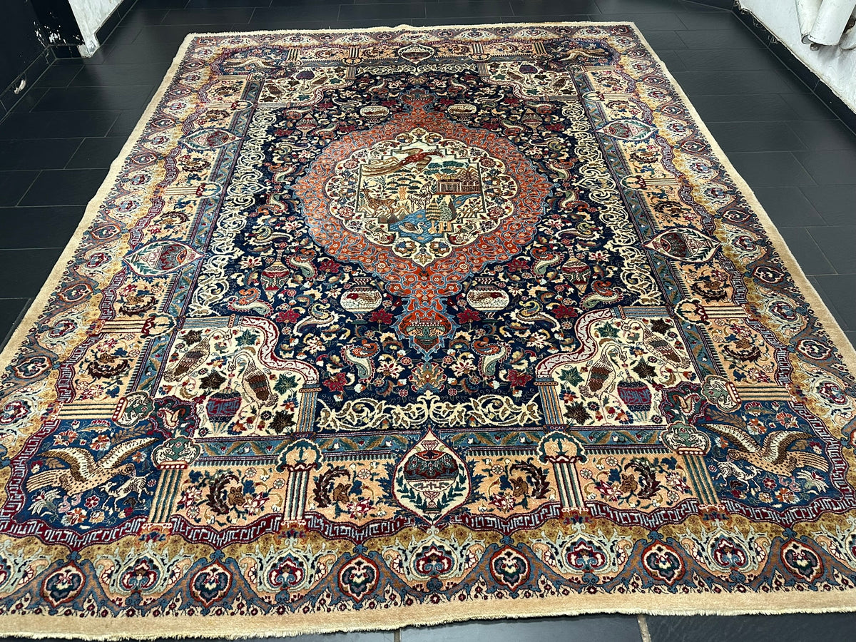 Orientteppich handgeknüpft Kaschmir Korkwolle 390x300 cm