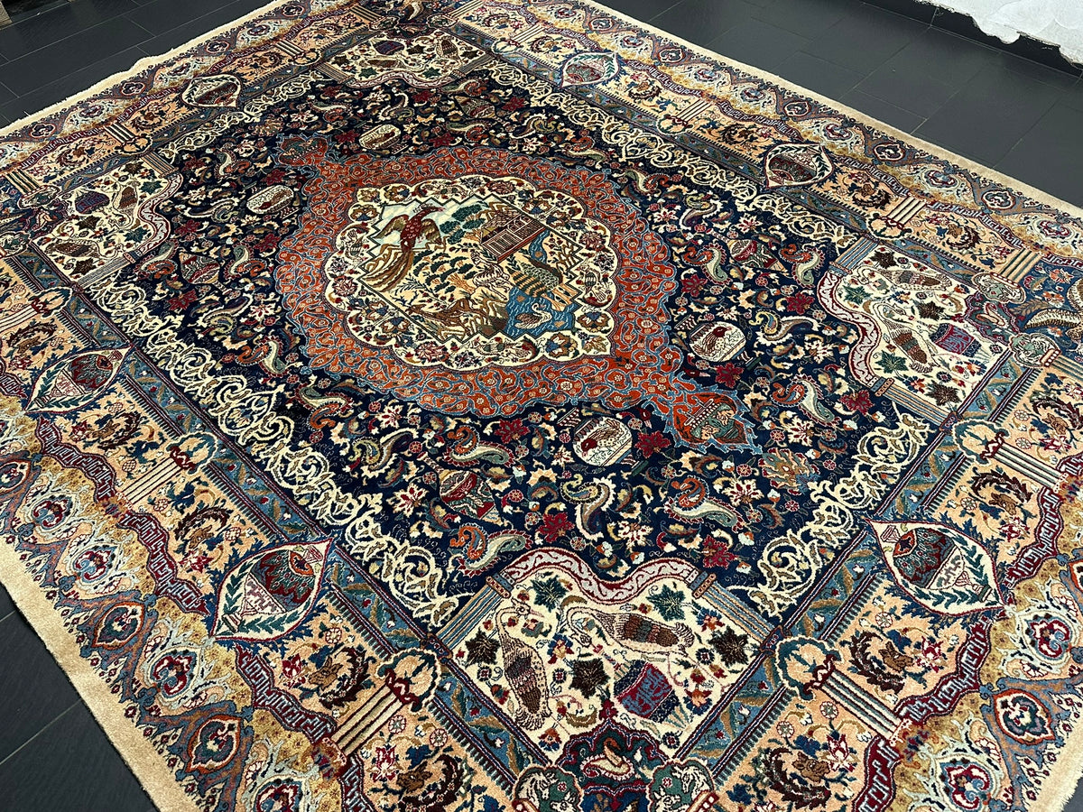 Orientteppich handgeknüpft Kaschmir Korkwolle 390x300 cm