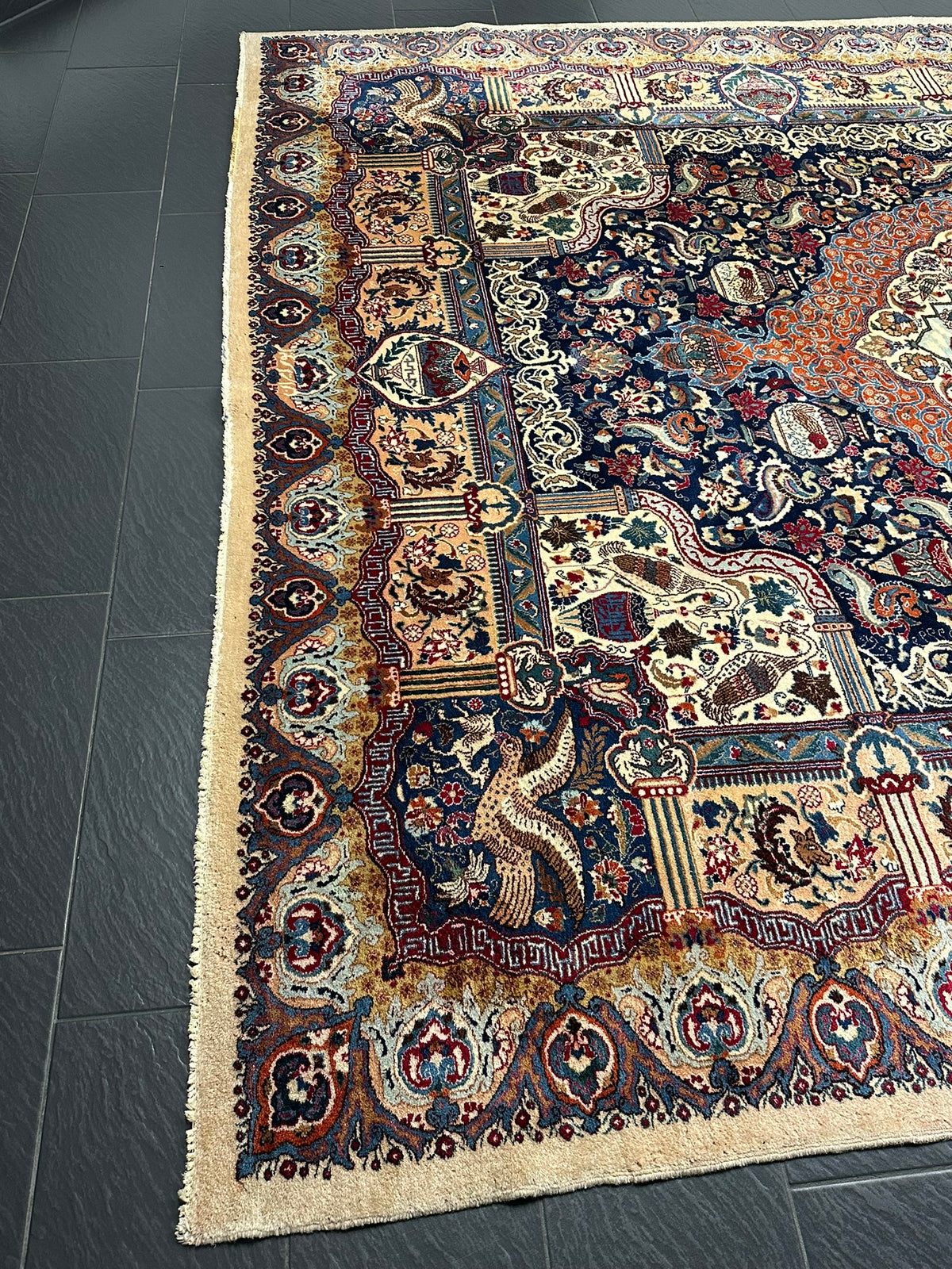 Orientteppich handgeknüpft Kaschmir Korkwolle 390x300 cm