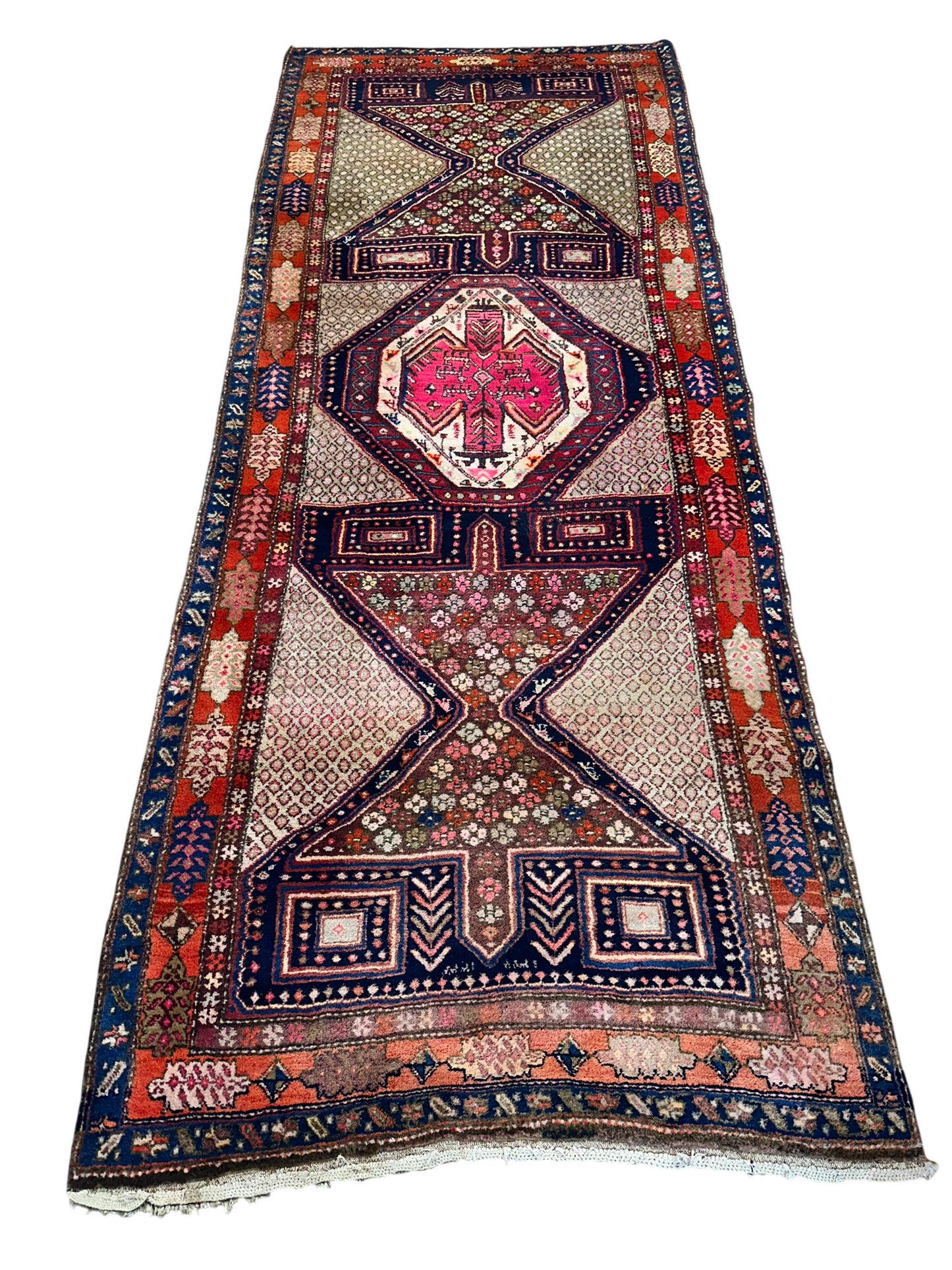 Orientteppich handgeknüpft Meschgin Heriz Läufer 336x130 cm