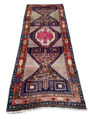 Orientteppich handgeknüpft Meschgin Heriz Läufer 336x130 cm