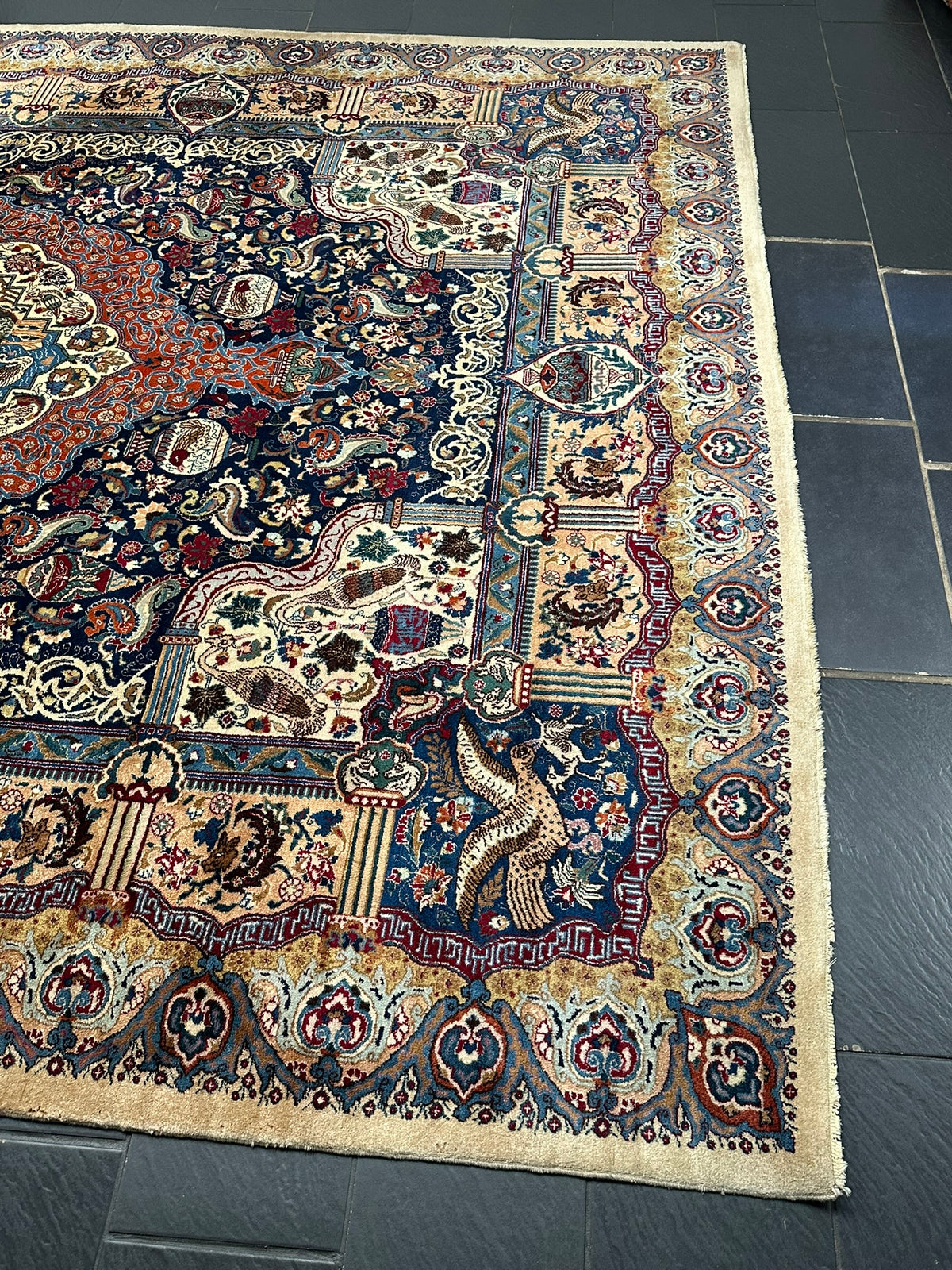 Orientteppich handgeknüpft Kaschmir Korkwolle 390x300 cm
