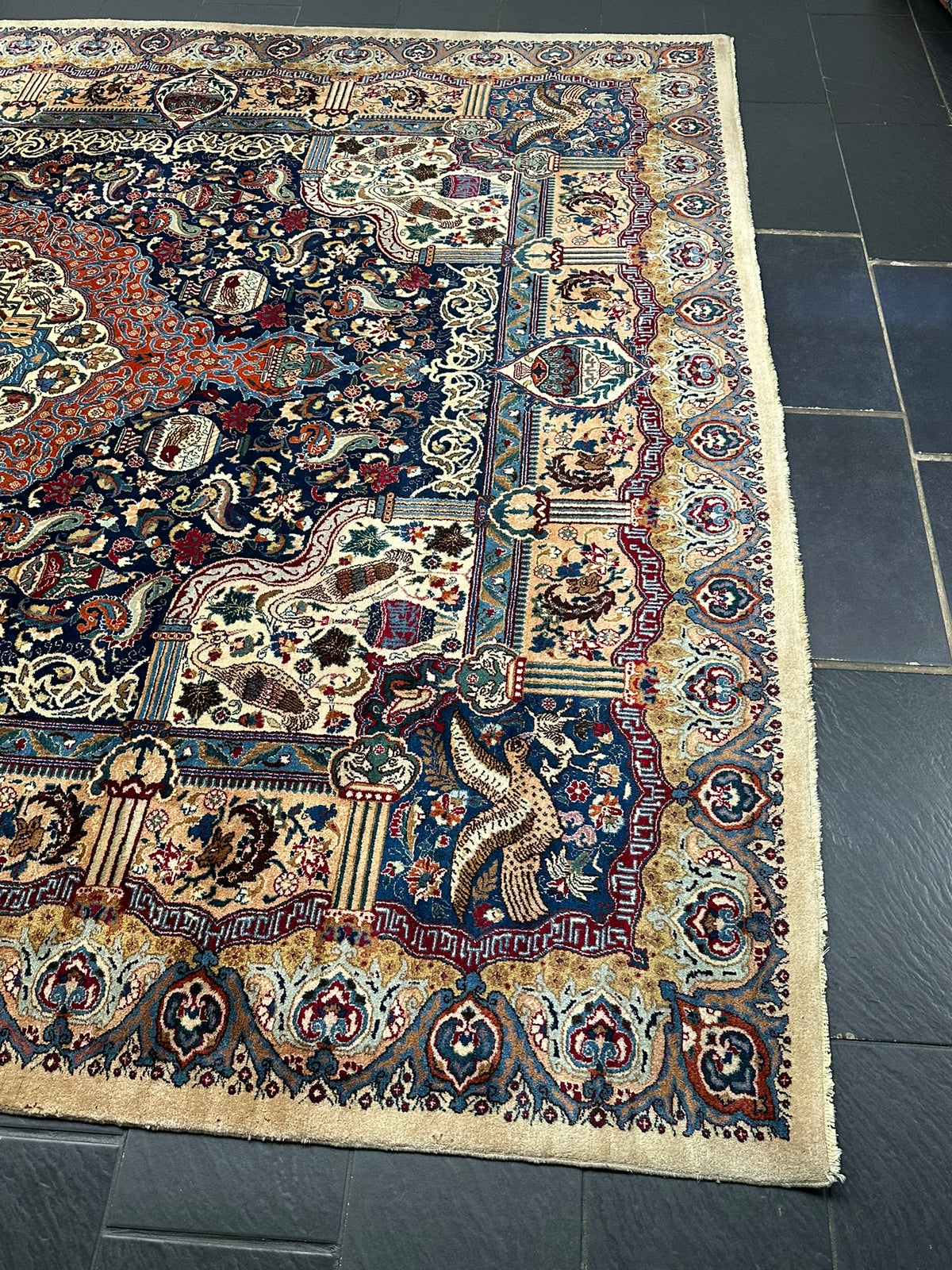 Orientteppich handgeknüpft Kaschmir Korkwolle 390x300 cm