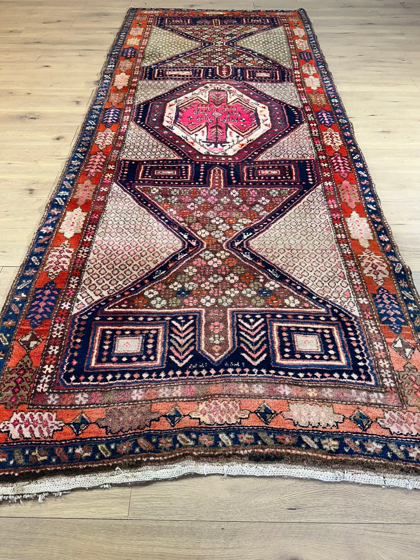 Orientteppich handgeknüpft Meschgin Heriz Läufer 336x130 cm