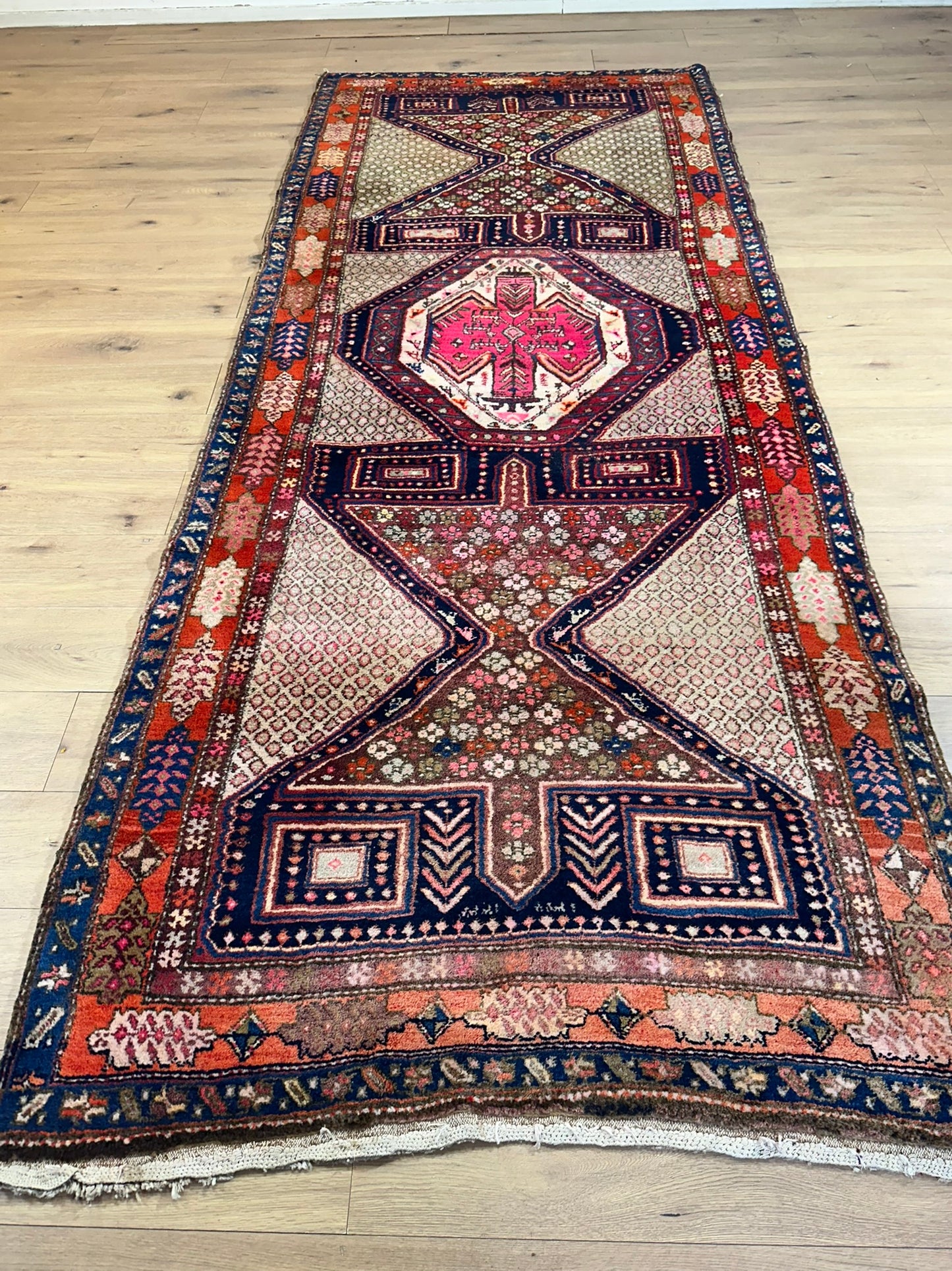 Orientteppich handgeknüpft Meschgin Heriz Läufer 336x130 cm