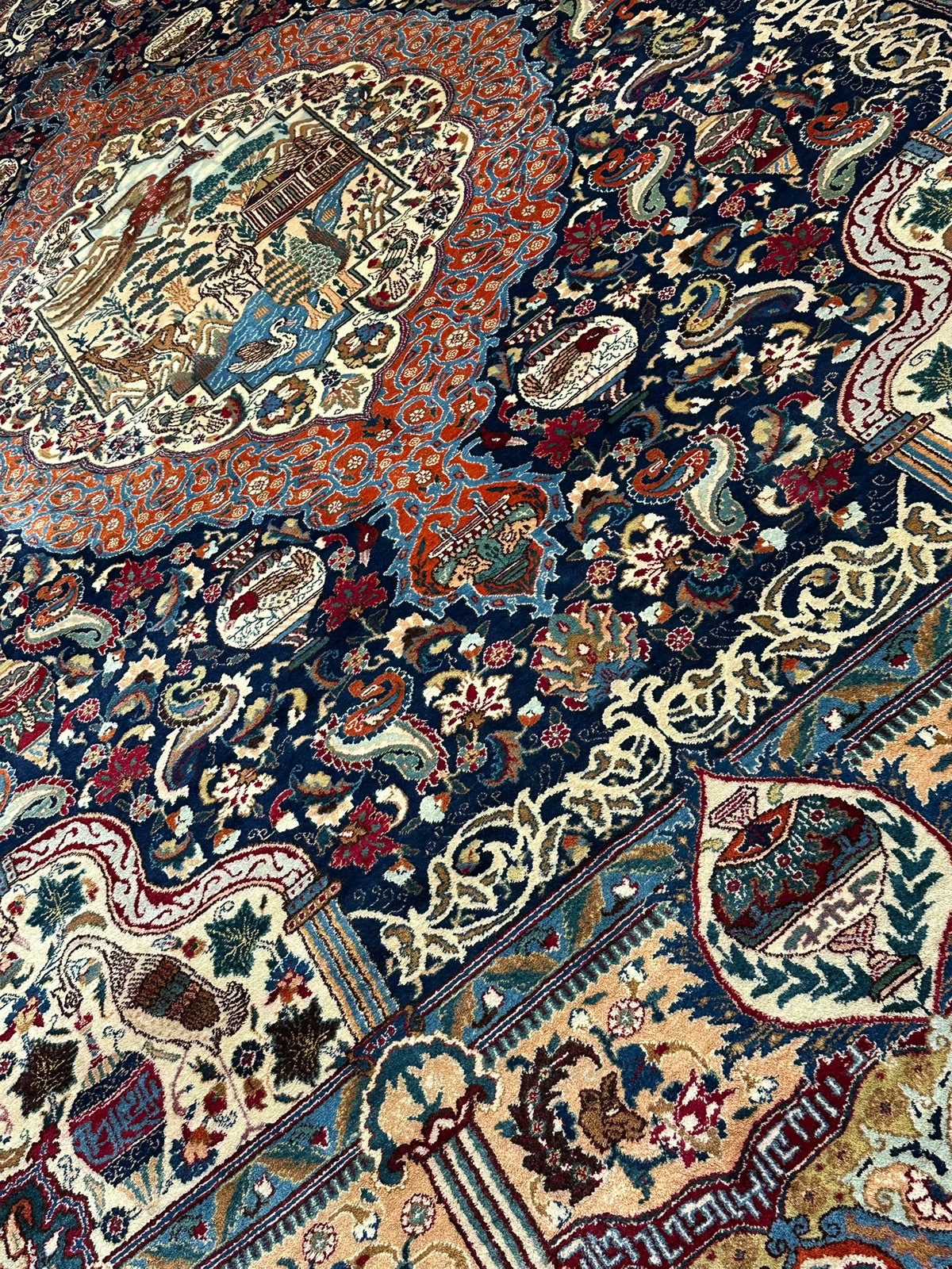 Orientteppich handgeknüpft Kaschmir Korkwolle 390x300 cm