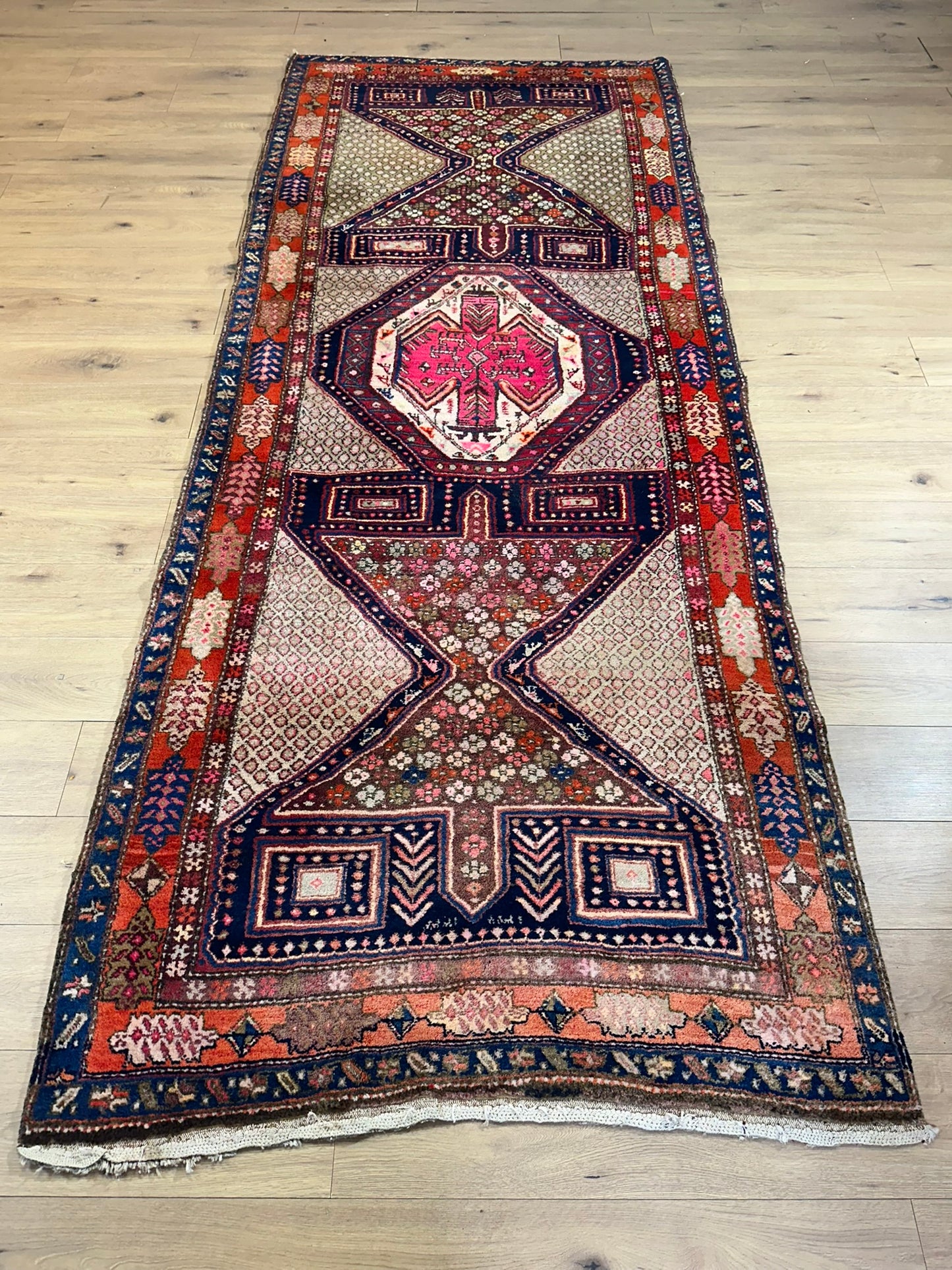 Orientteppich handgeknüpft Meschgin Heriz Läufer 336x130 cm