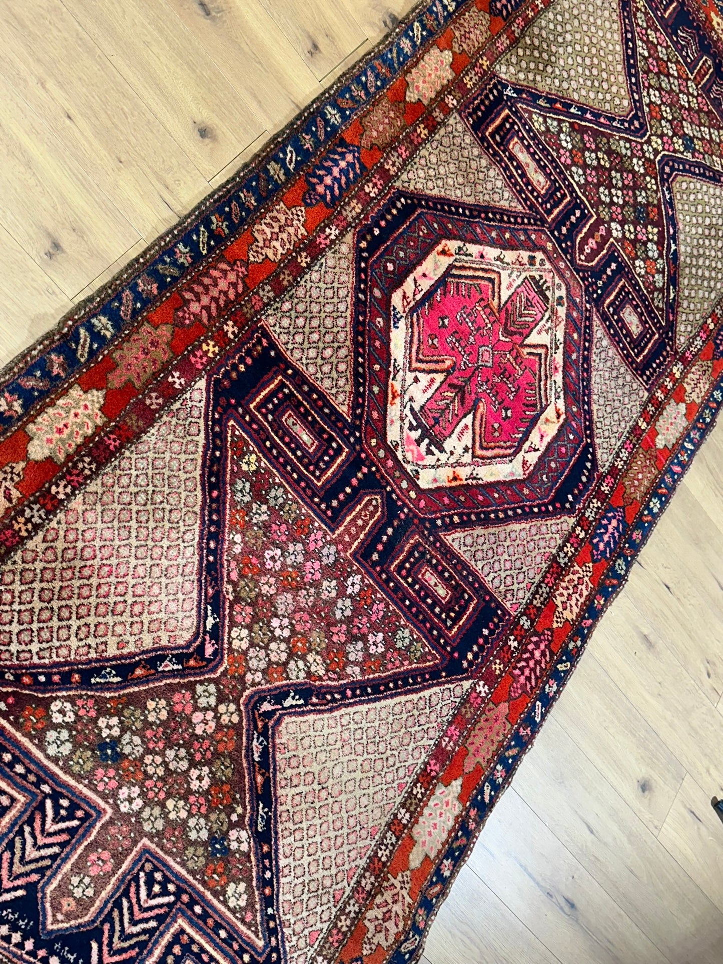 Orientteppich handgeknüpft Meschgin Heriz Läufer 336x130 cm