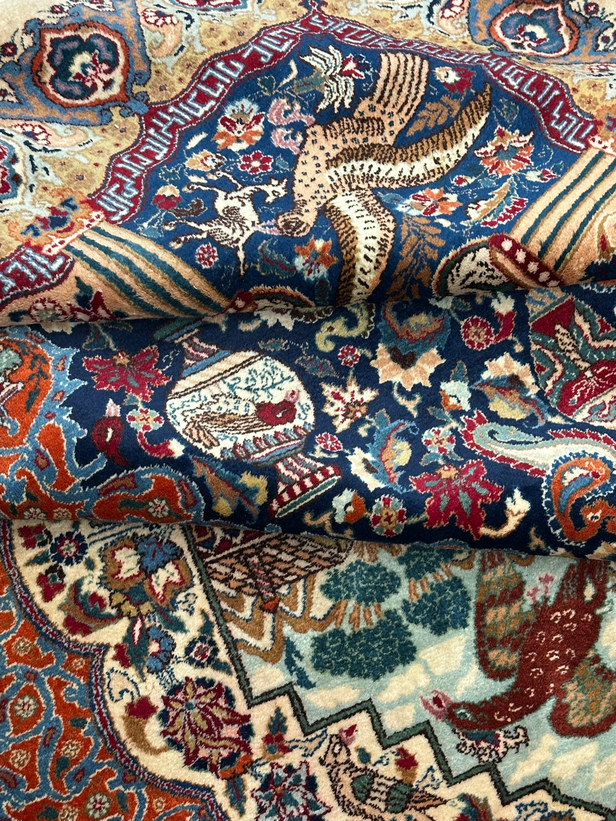 Orientteppich handgeknüpft Kaschmir Korkwolle 390x300 cm