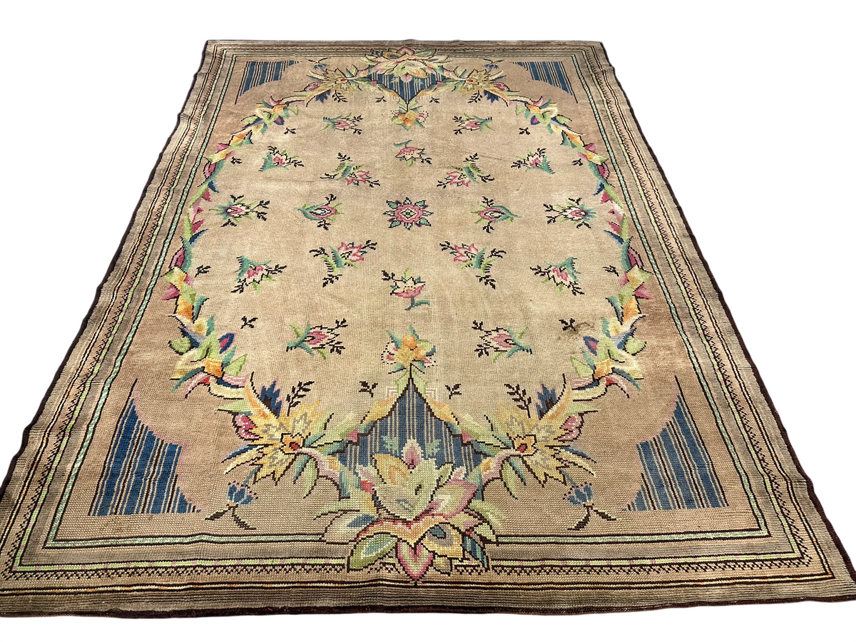 Antiker Aubusson Teppich Handgewebt Flachgewebe 340x245 cm