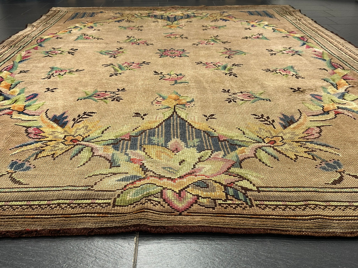 Antiker Aubusson Teppich Handgewebt Flachgewebe 340x245 cm