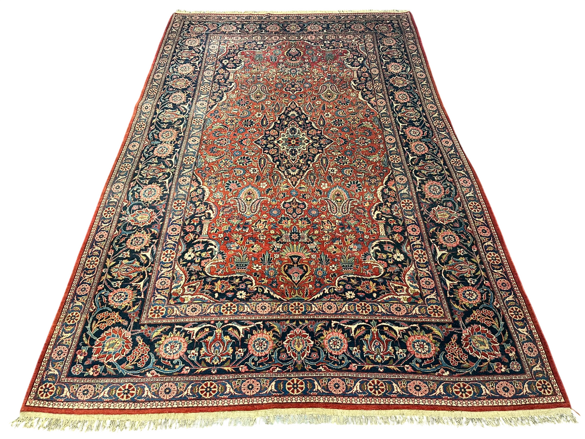 Antiker Orientteppich handgeknüpft Keschan 355x225 cm