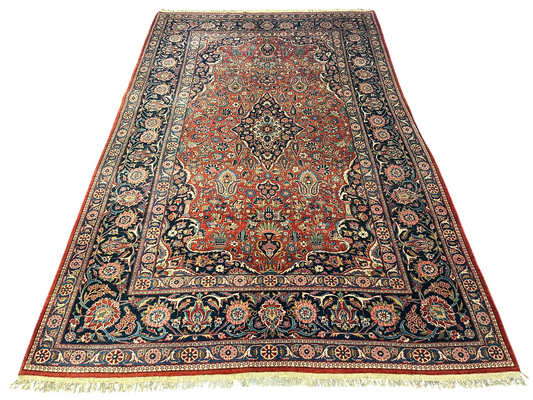 Antiker Orientteppich handgeknüpft Keschan 355x225 cm