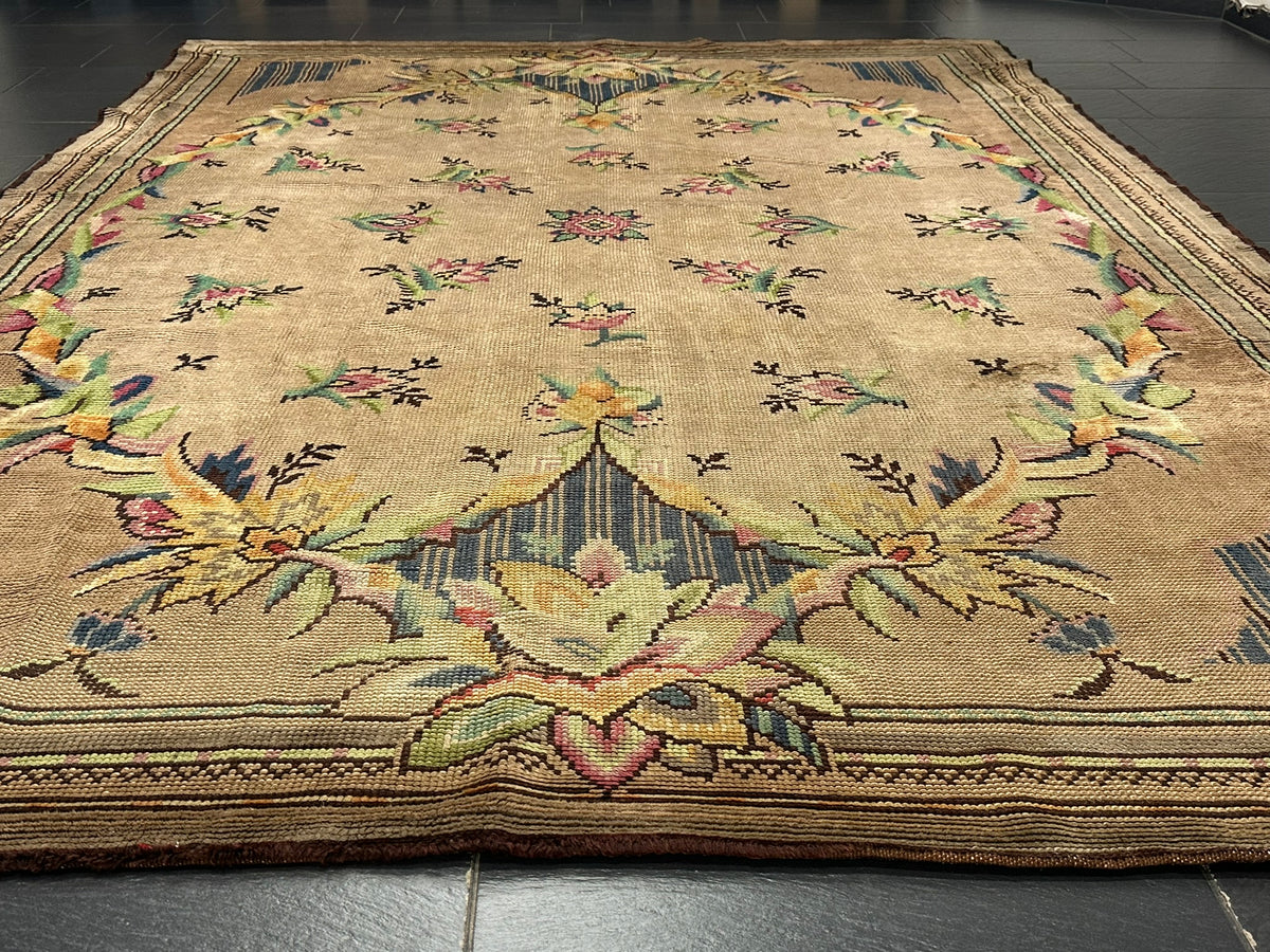 Antiker Aubusson Teppich Handgewebt Flachgewebe 340x245 cm