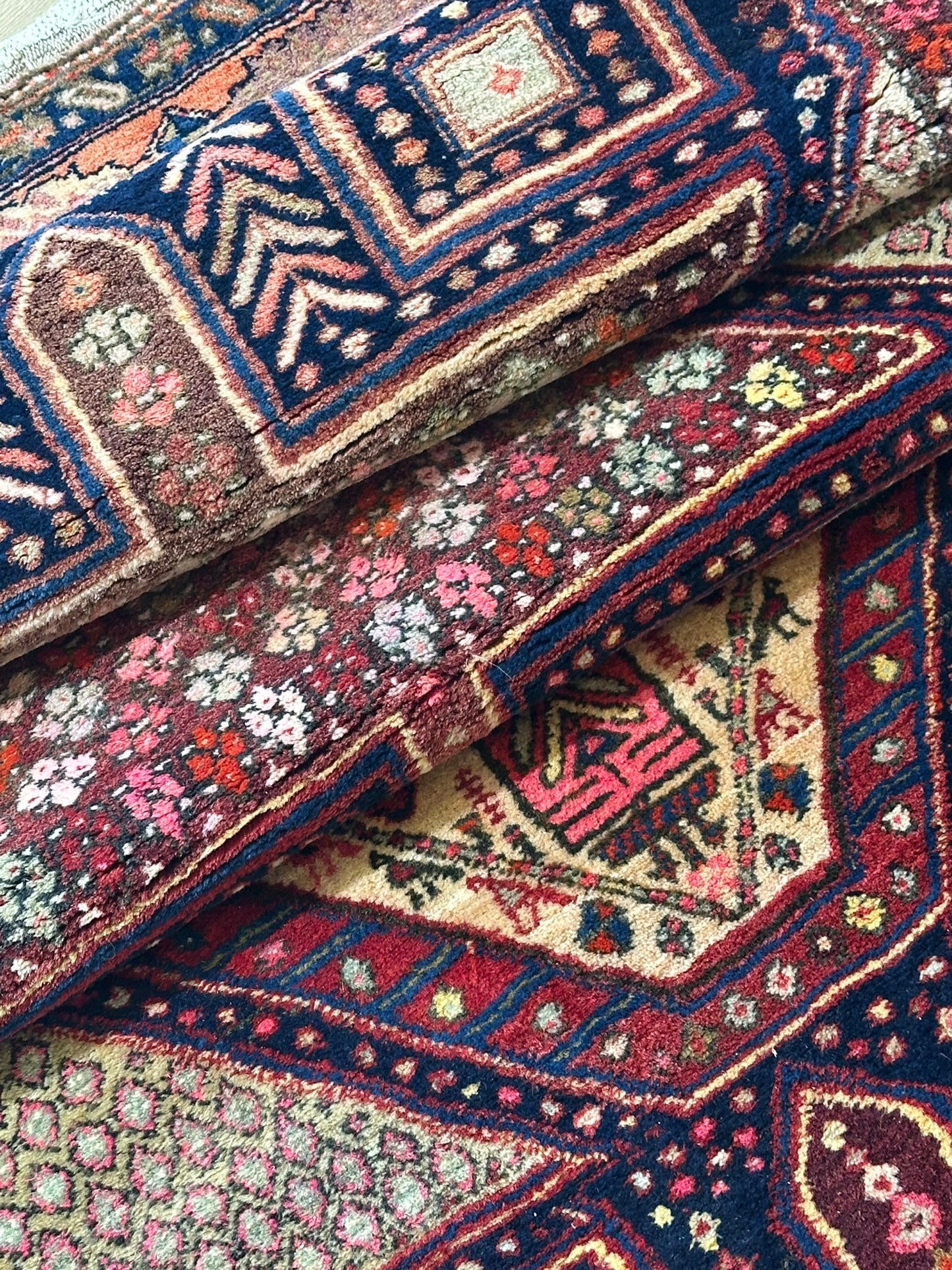 Orientteppich handgeknüpft Meschgin Heriz Läufer 336x130 cm