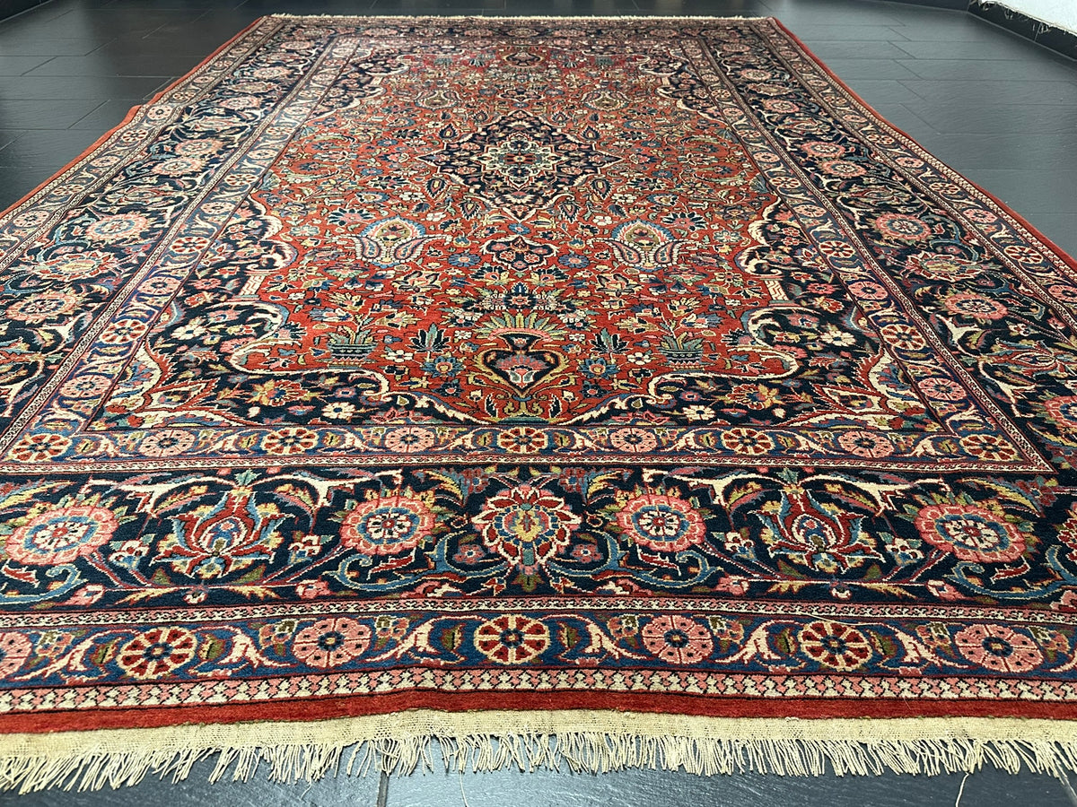 Antiker Orientteppich handgeknüpft Keschan 355x225 cm