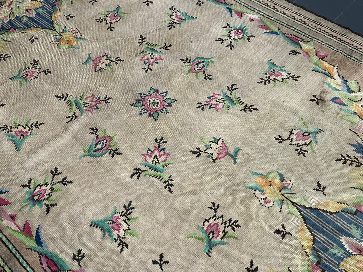 Antiker Aubusson Teppich Handgewebt Flachgewebe 340x245 cm