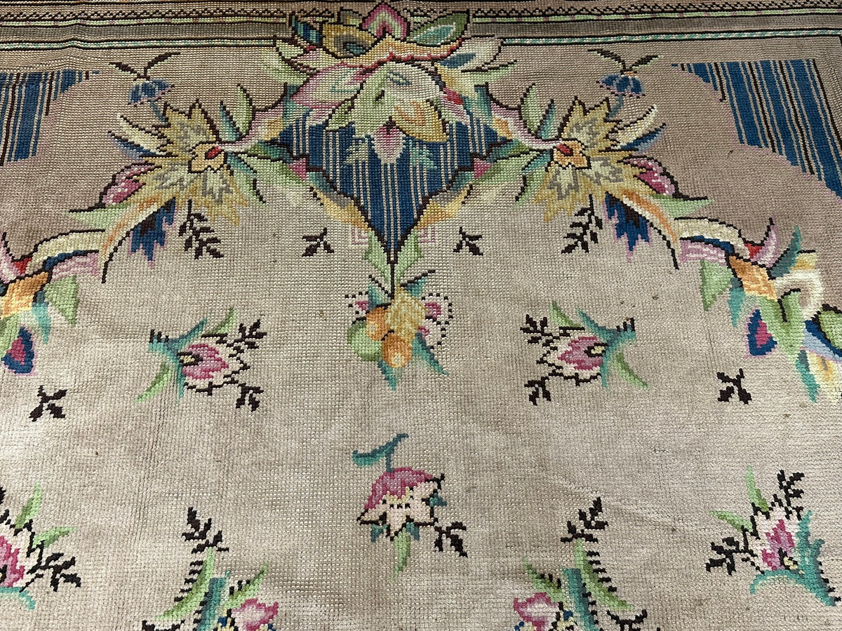 Antiker Aubusson Teppich Handgewebt Flachgewebe 340x245 cm